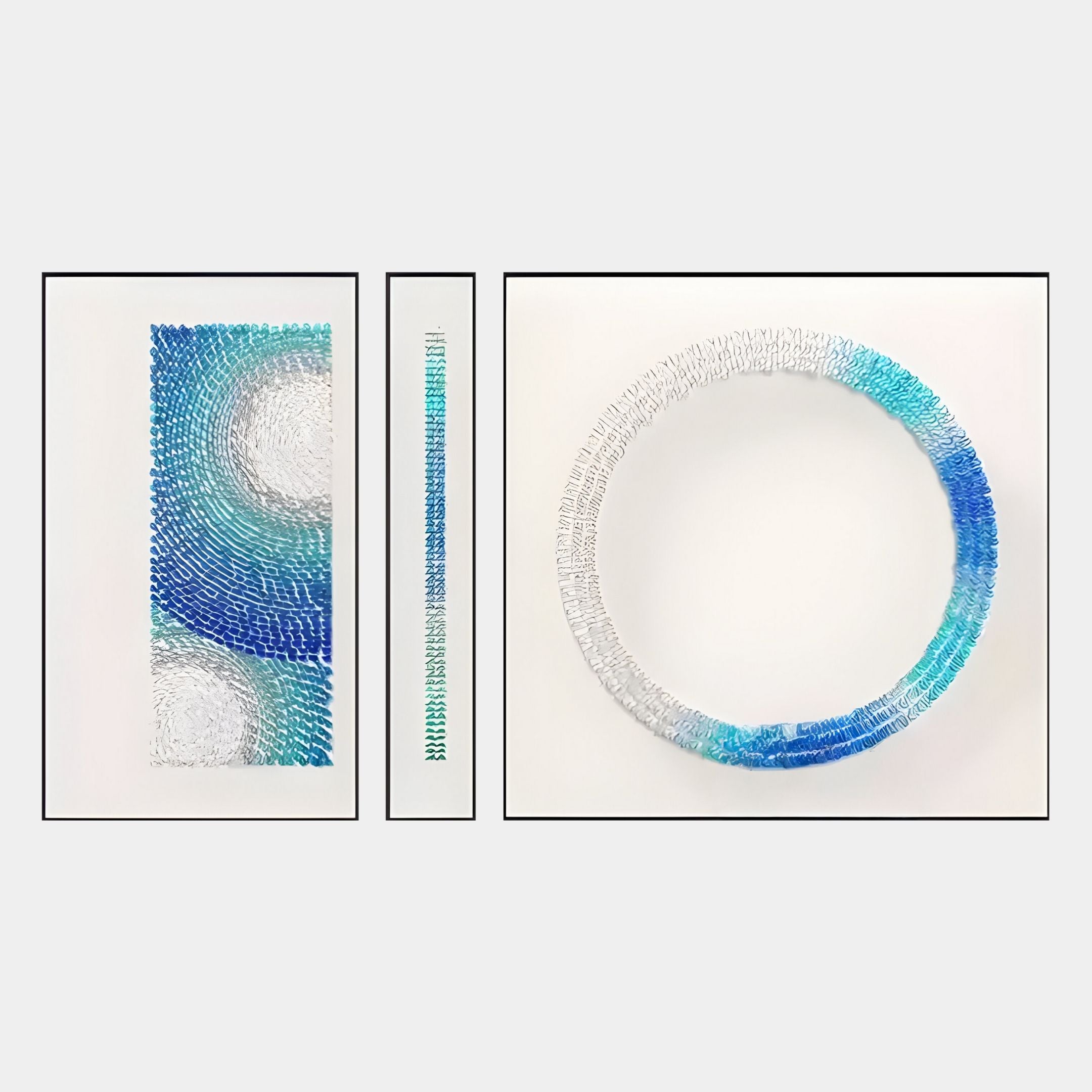 Virelium 3-Set Azure Gradient Single Ring I Acrylic 3D Wall Art