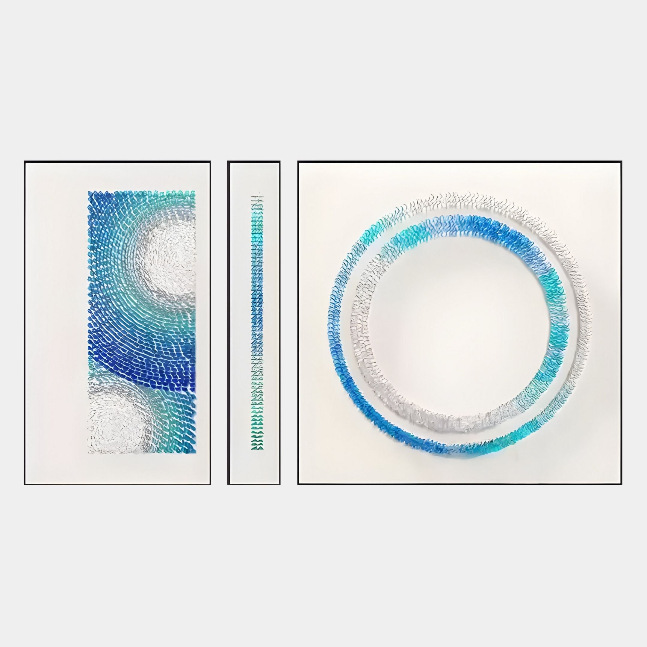 Virelium 3-Set Azure Gradient Double Ring I Acrylic 3D Wall Art