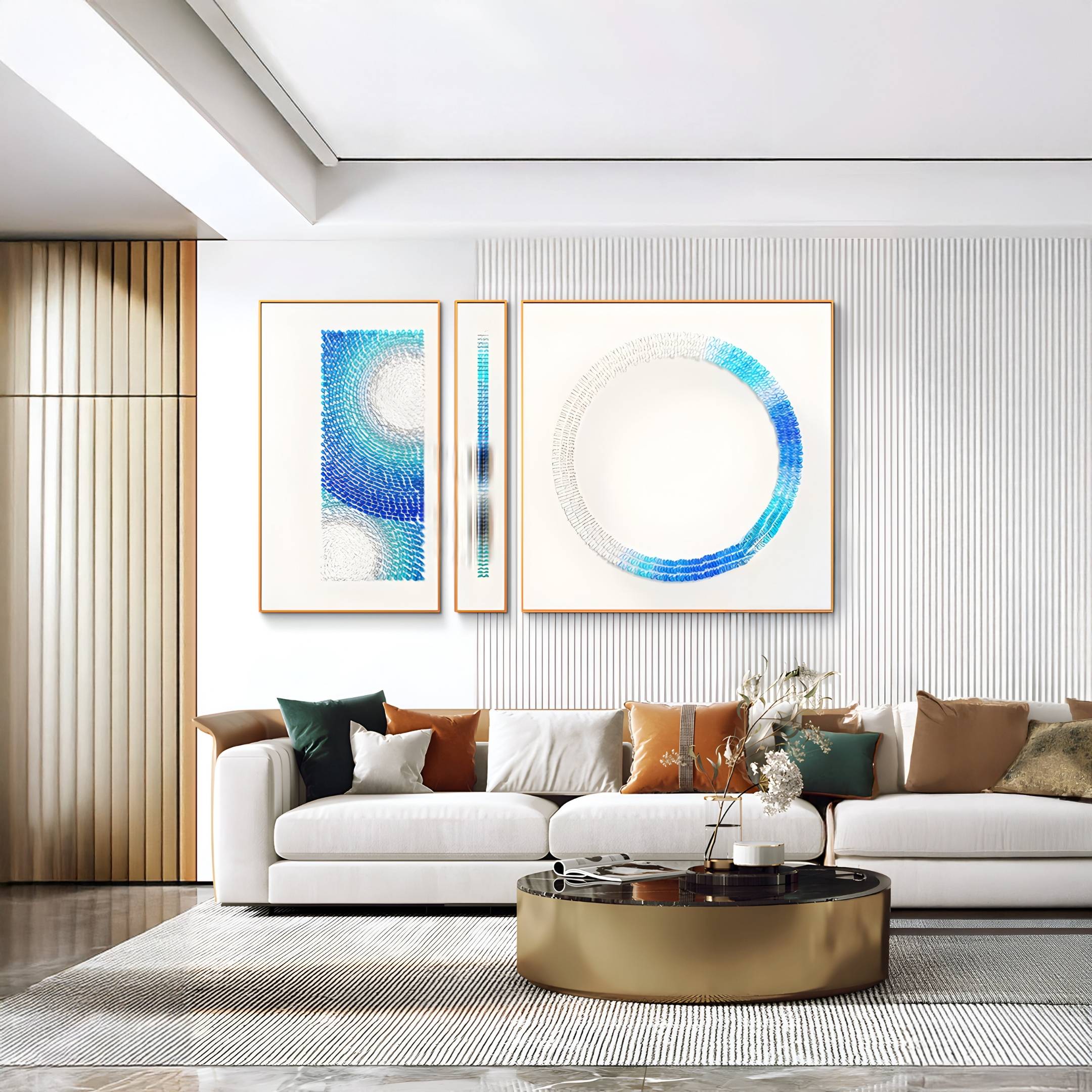 Virelium 3-Set Azure Gradient Single Ring I Acrylic 3D Wall Art