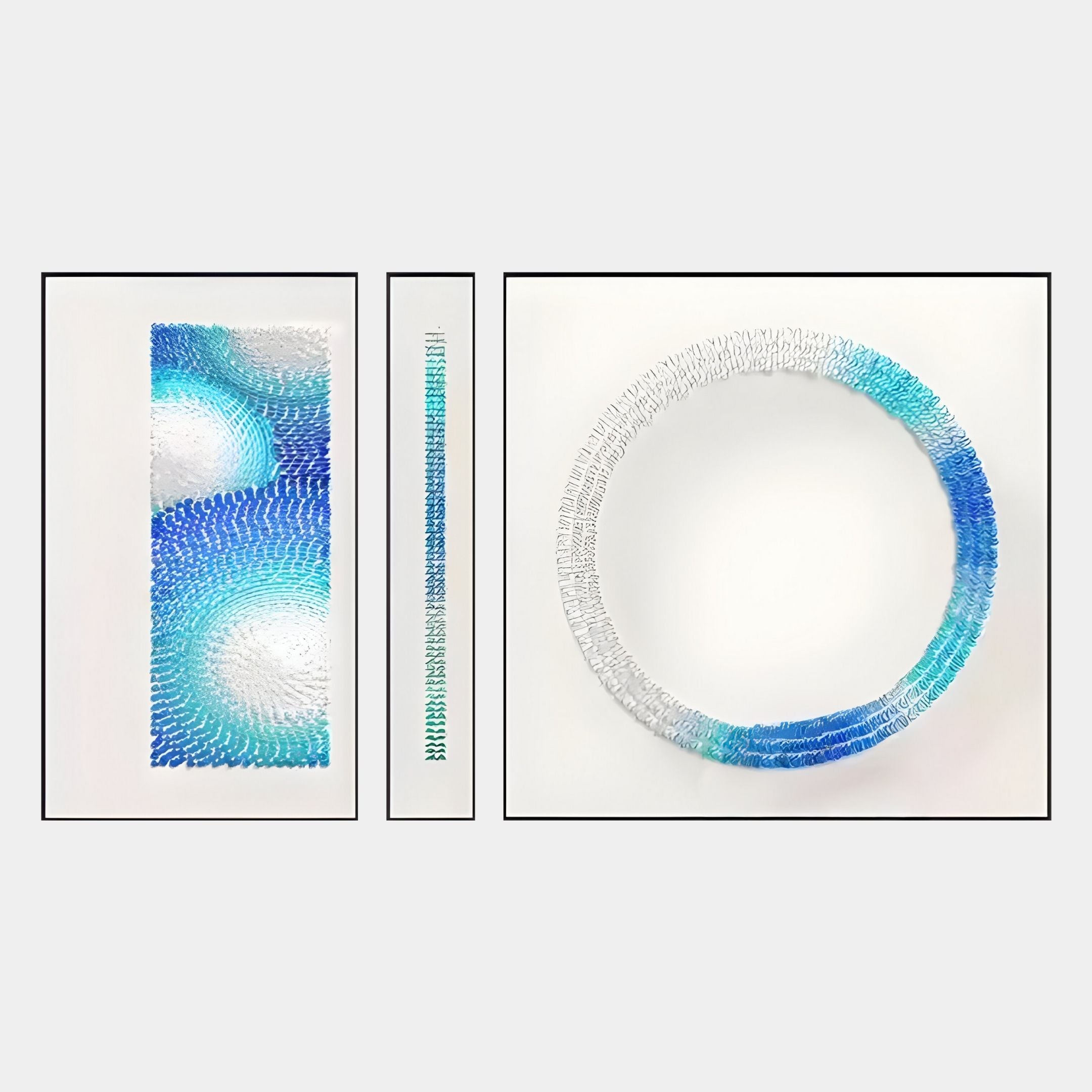 Virelium 3-Set Azure Gradient Single Ring II Acrylic 3D Wall Art