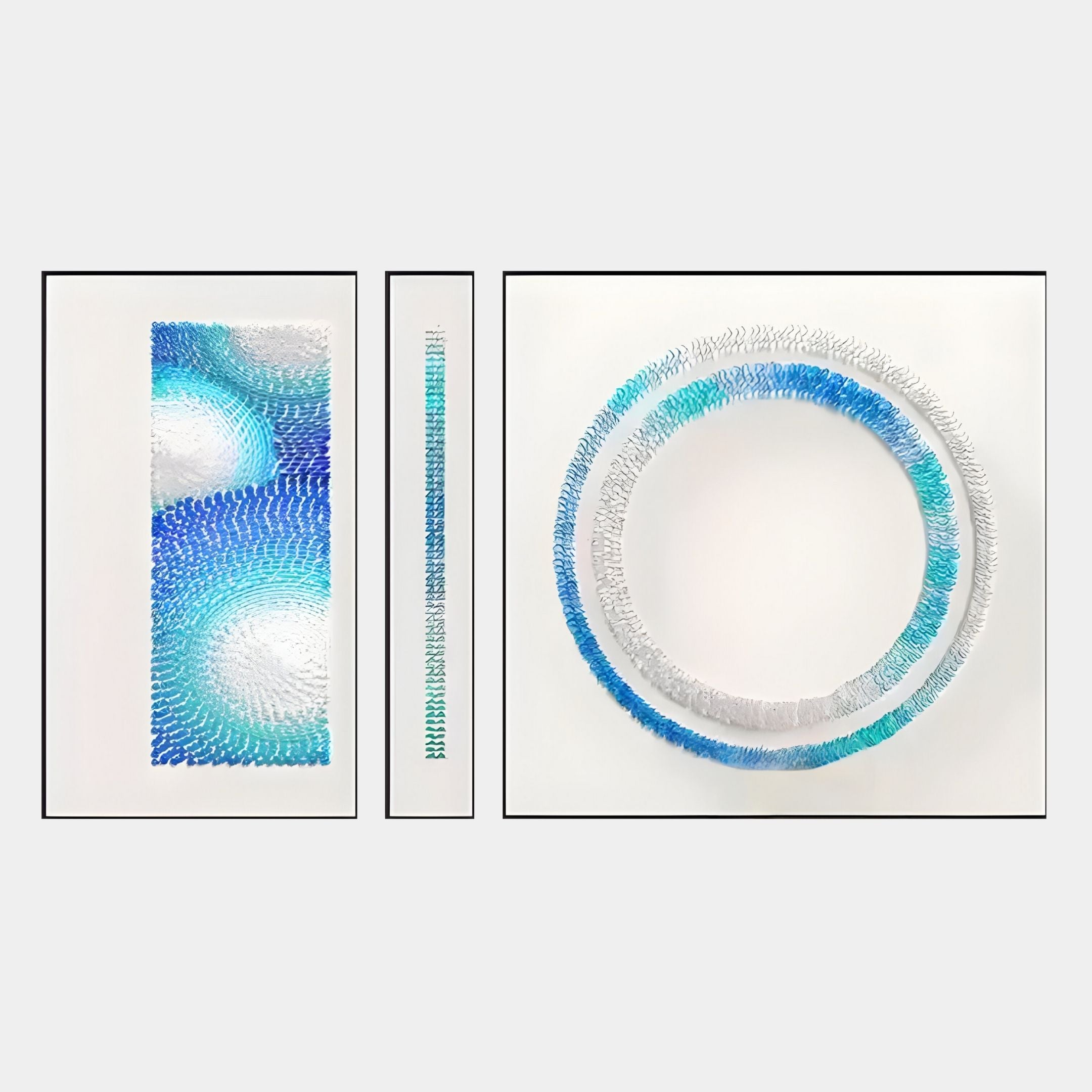 Virelium 3-Set Azure Gradient Double Ring II Acrylic 3D Wall Art