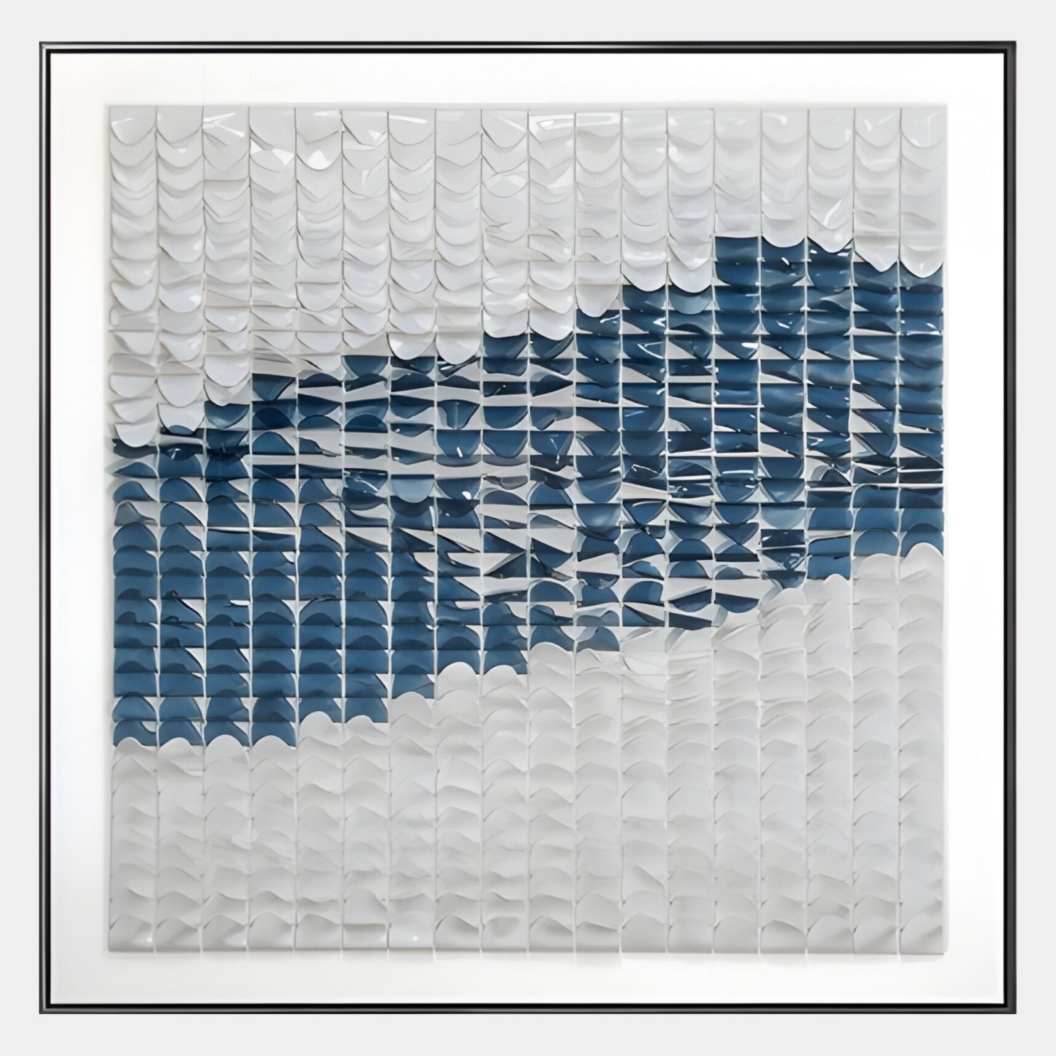 Fractura Deep Indigo Square 3D Acrylic Wall Art