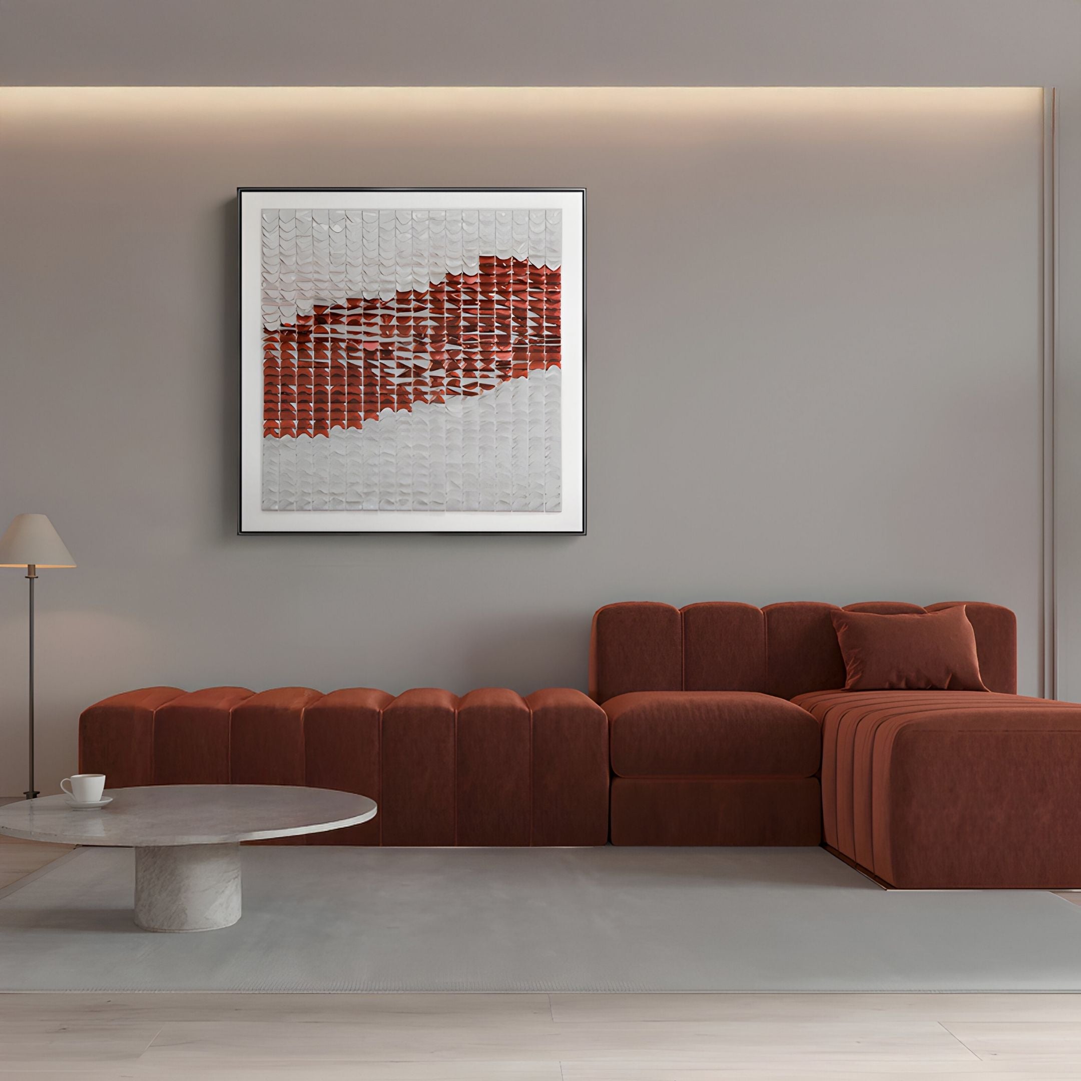 Fractura Crimson Red Square 3D Acrylic Wall Art