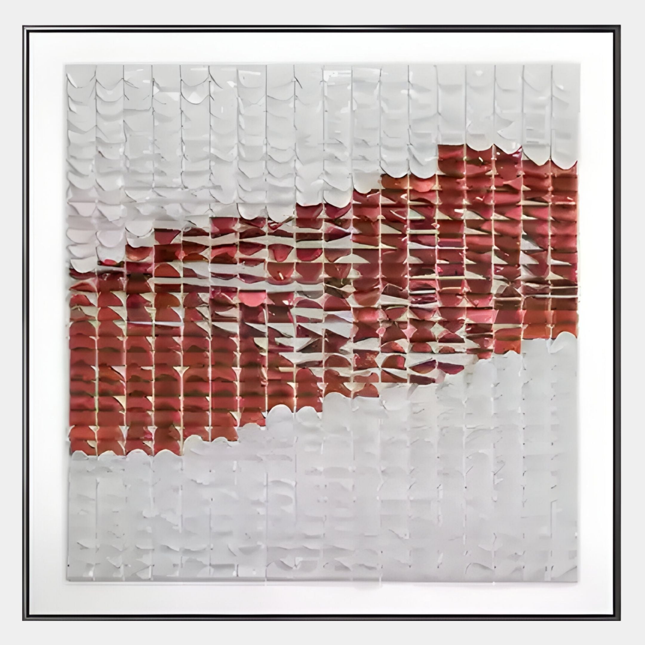 Fractura Crimson Red Square 3D Acrylic Wall Art