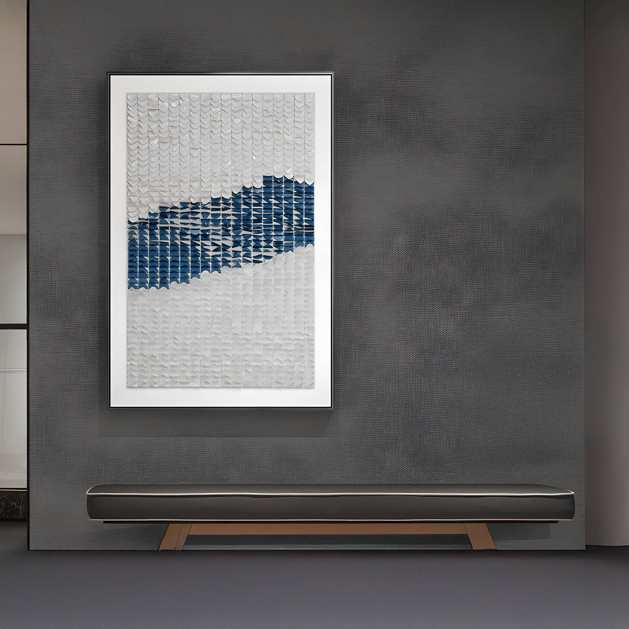 Fractura Deep Indigo Vertical 3D Acrylic Wall Art