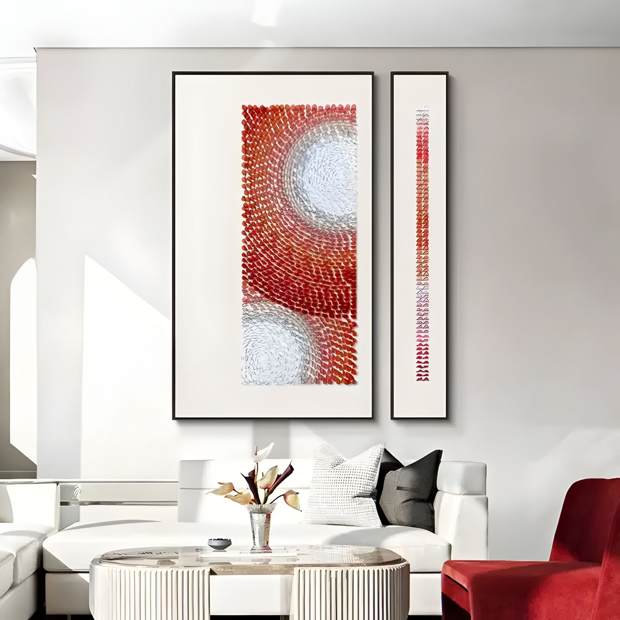 Virelium 3-Set Flame Gradient Double Ring I Acrylic 3D Wall Art