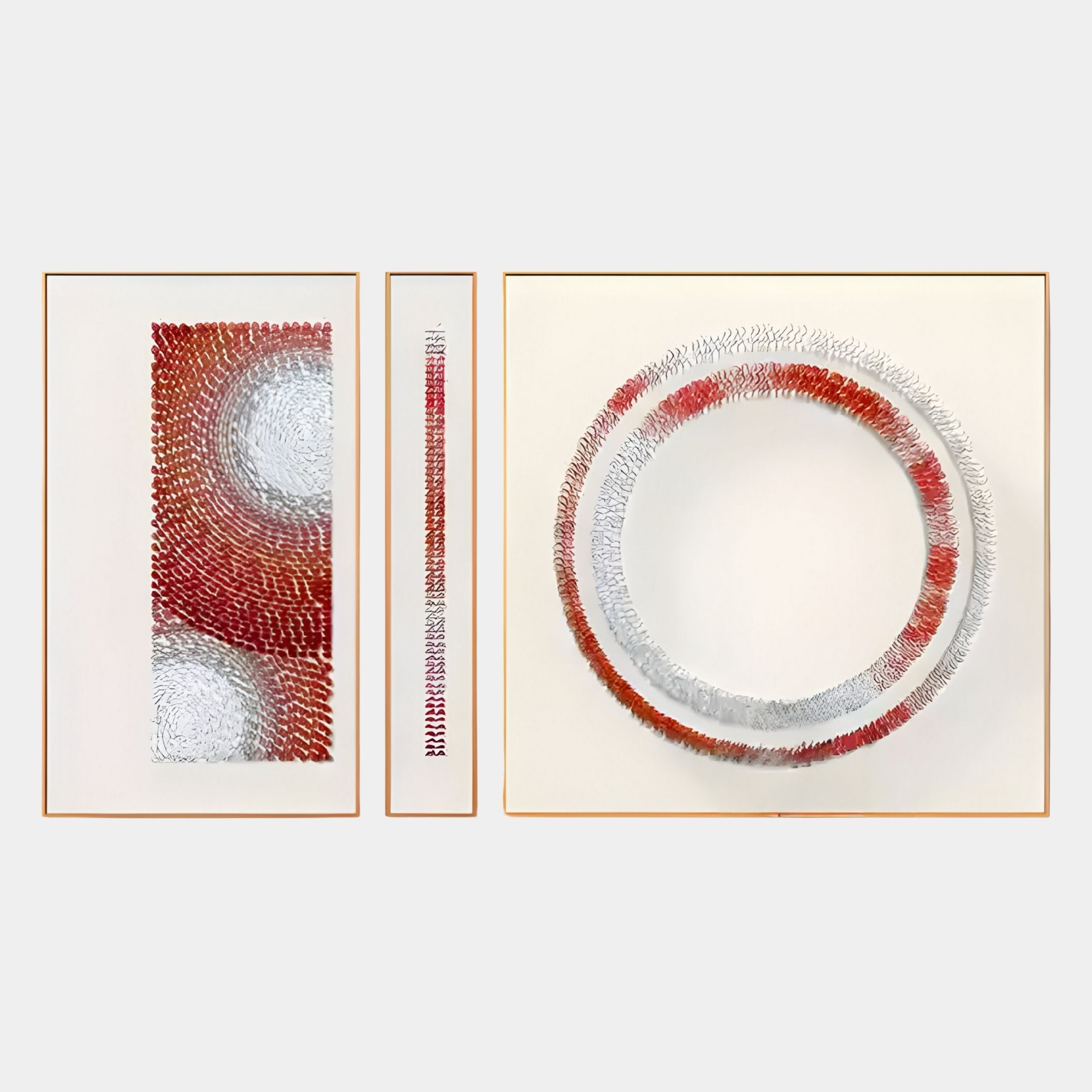 Virelium 3-Set Flame Gradient Double Ring I Acrylic 3D Wall Art