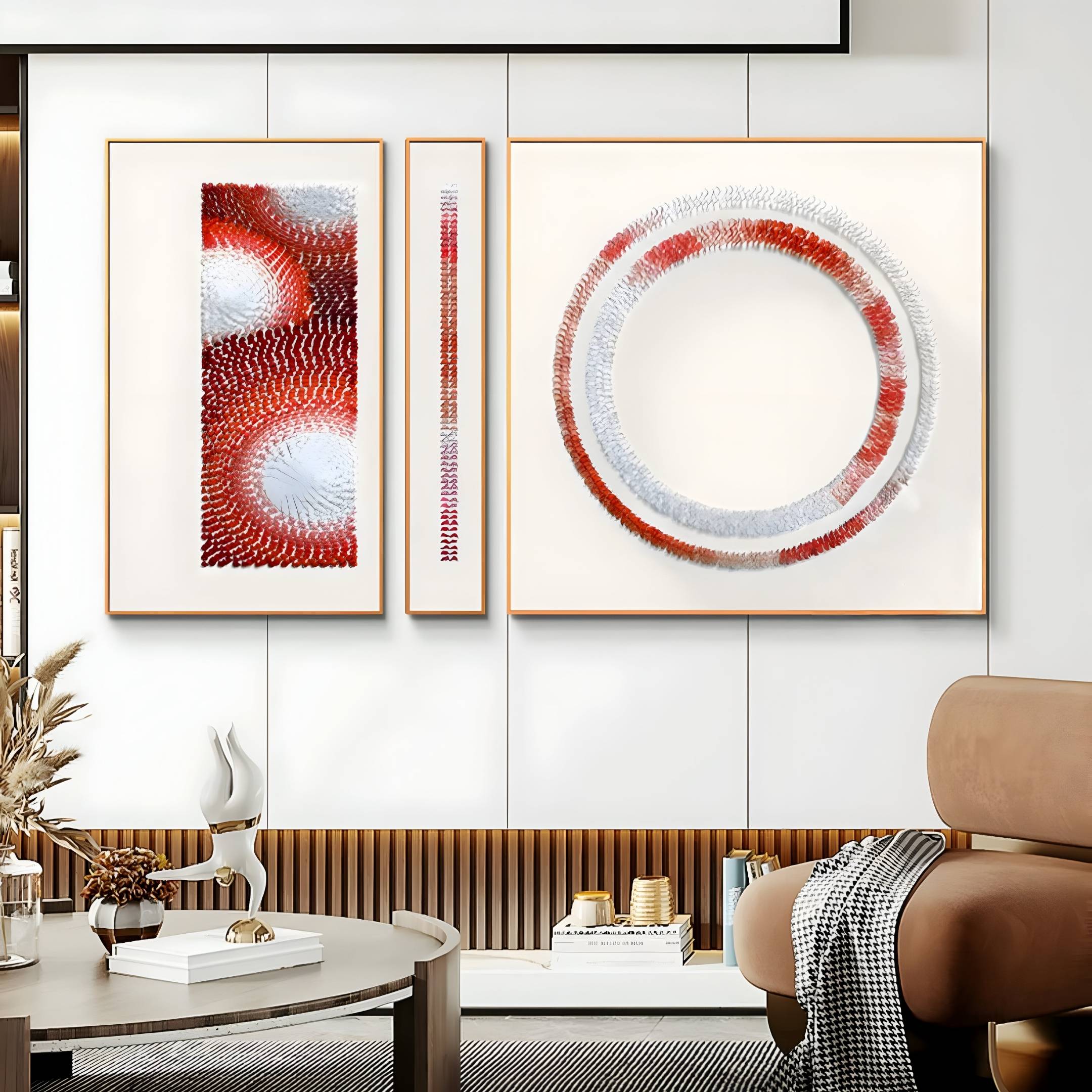 Virelium 3-Set Flame Gradient Double Ring II Acrylic 3D Wall Art