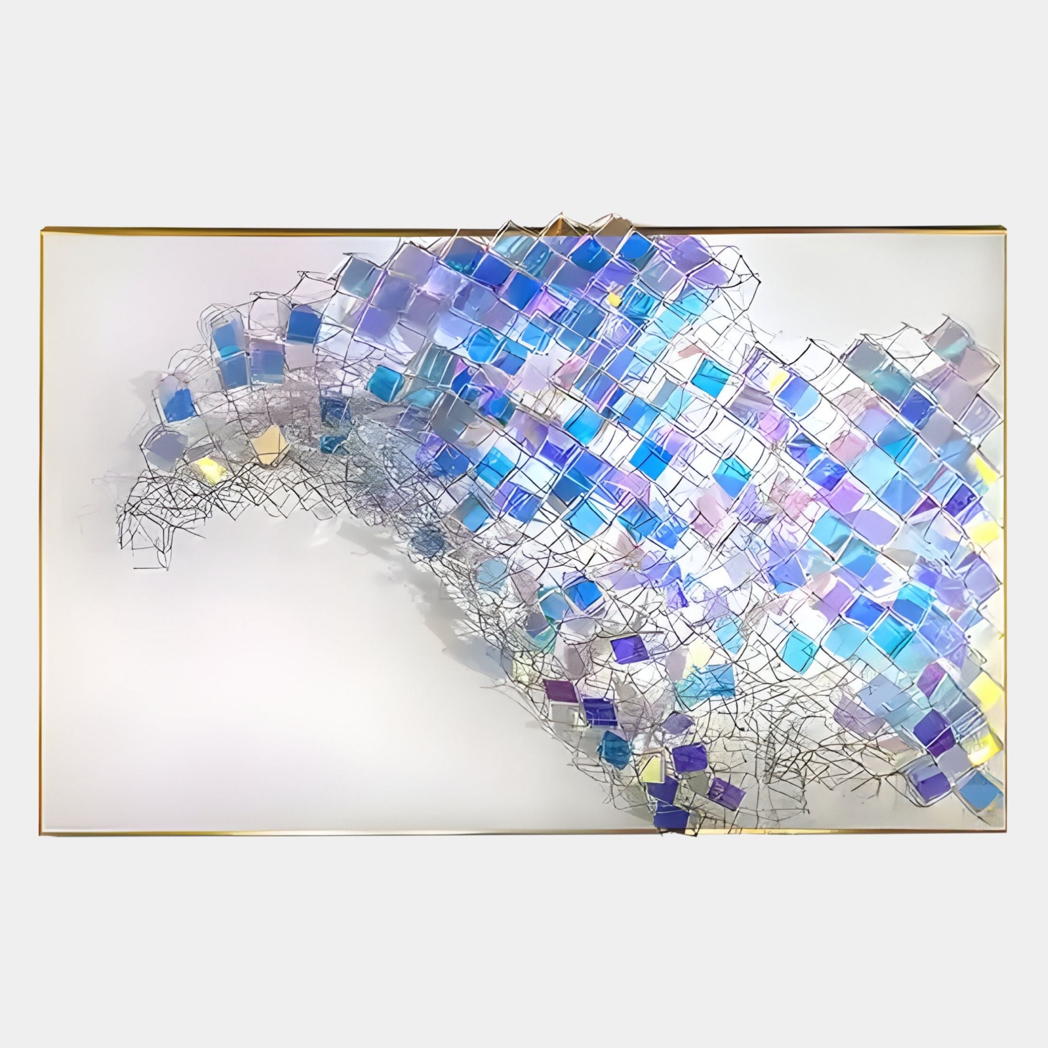 Prismara Azure Wave Iridescent Mesh 3D Acrylic Wall Art