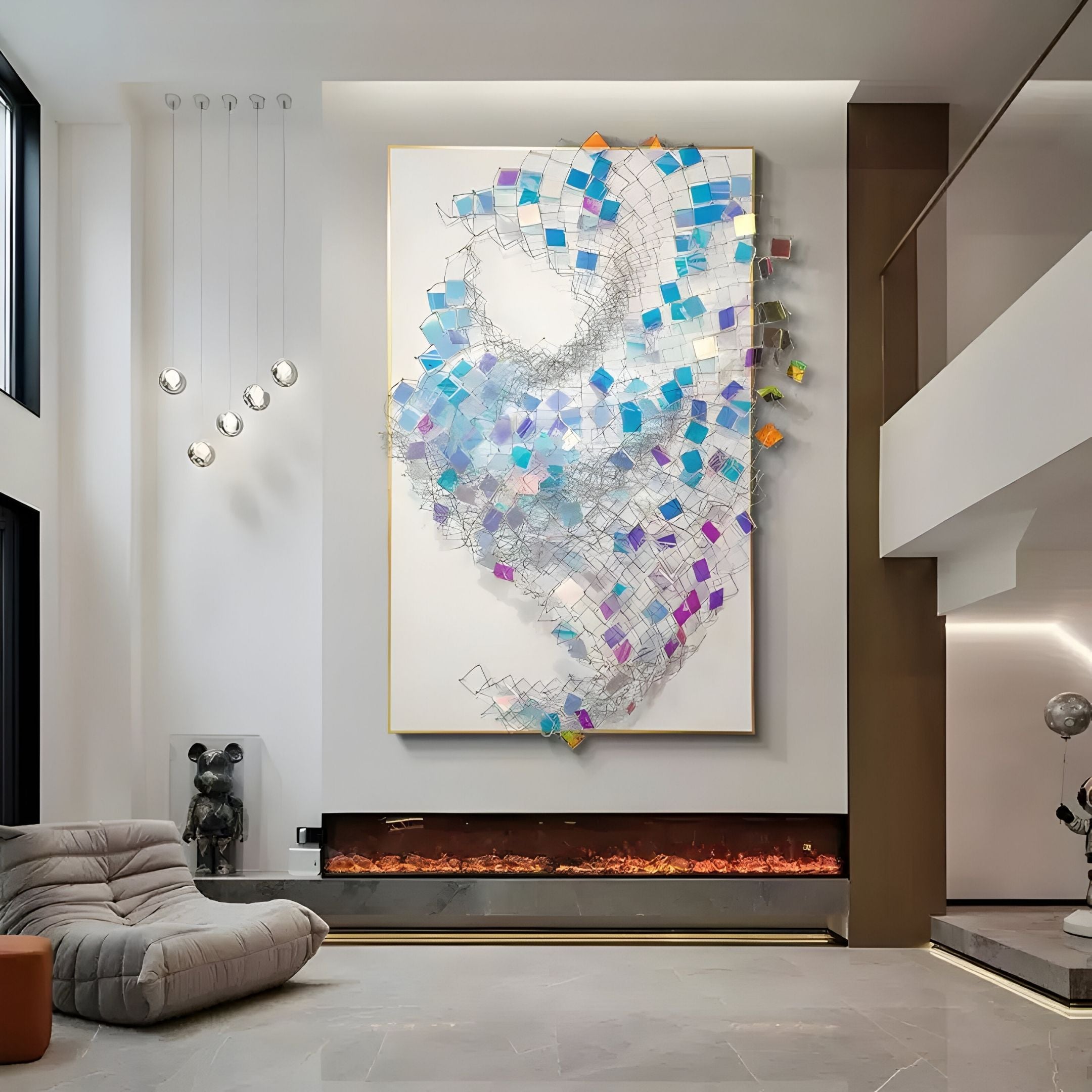 Prismara Sky Curl Iridescent Mesh 3D Acrylic Wall Art