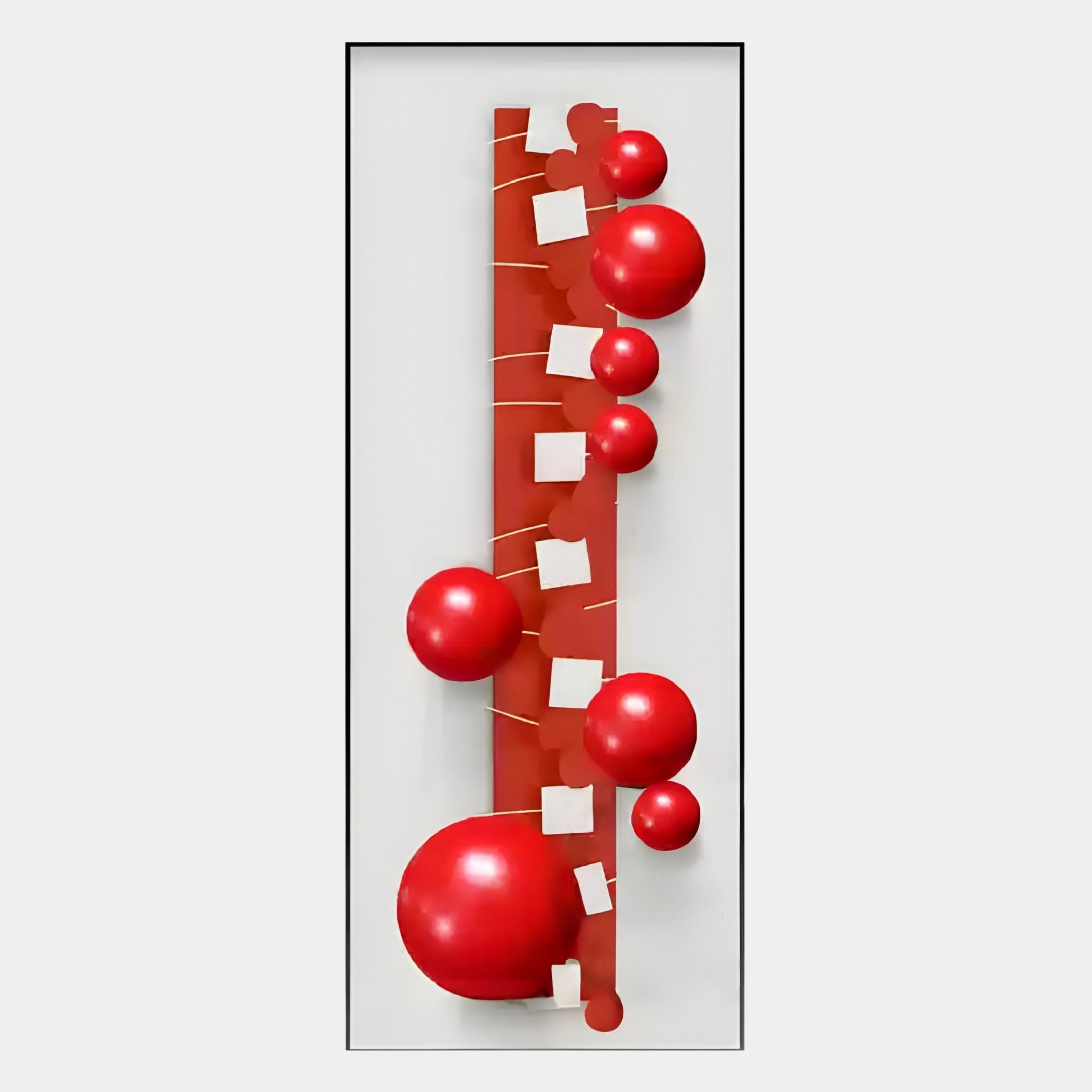 Orbevo White & Red Sphere Vertical 3D Acrylic Wall Art