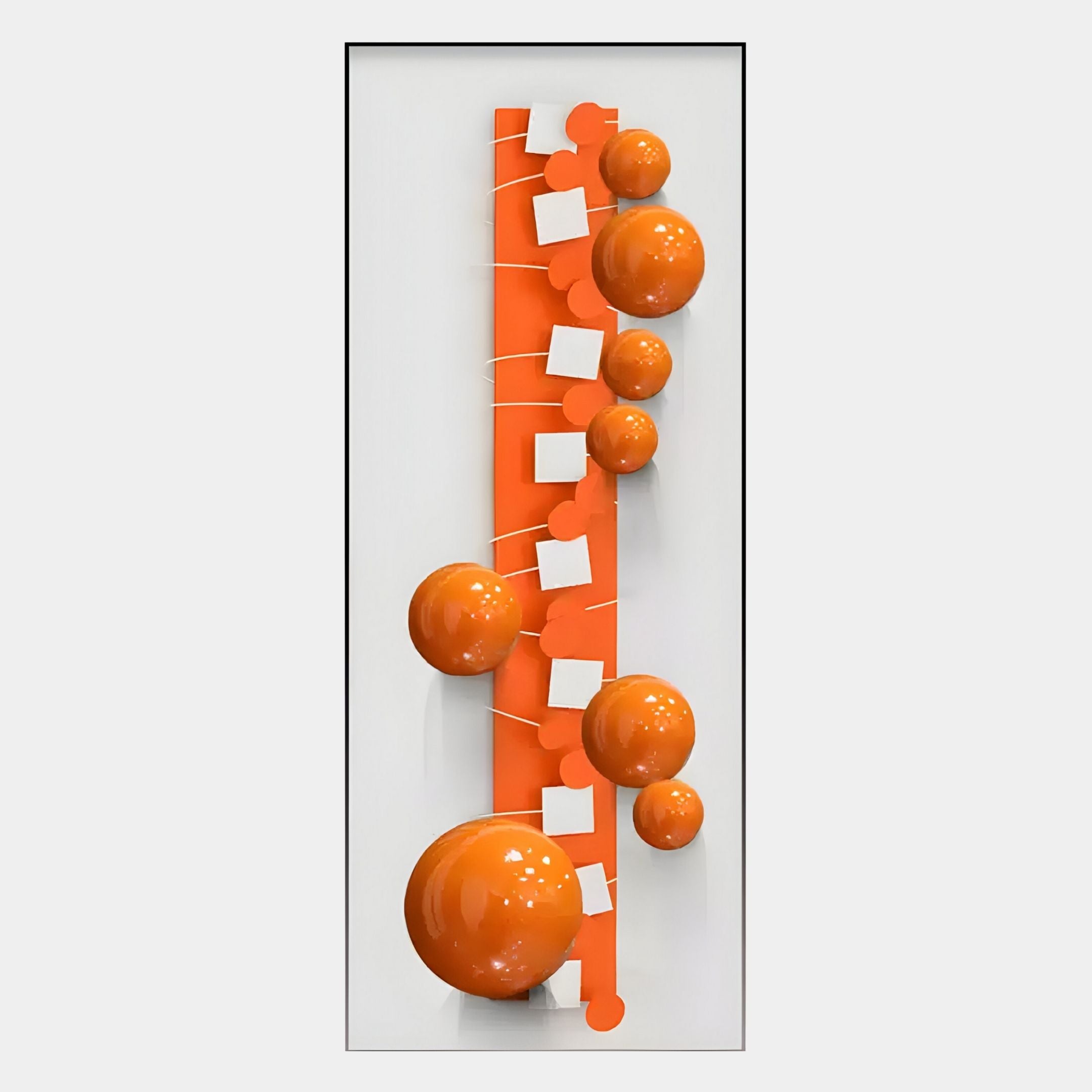 Orbevo White & Orange Sphere Vertical 3D Acrylic Wall Art