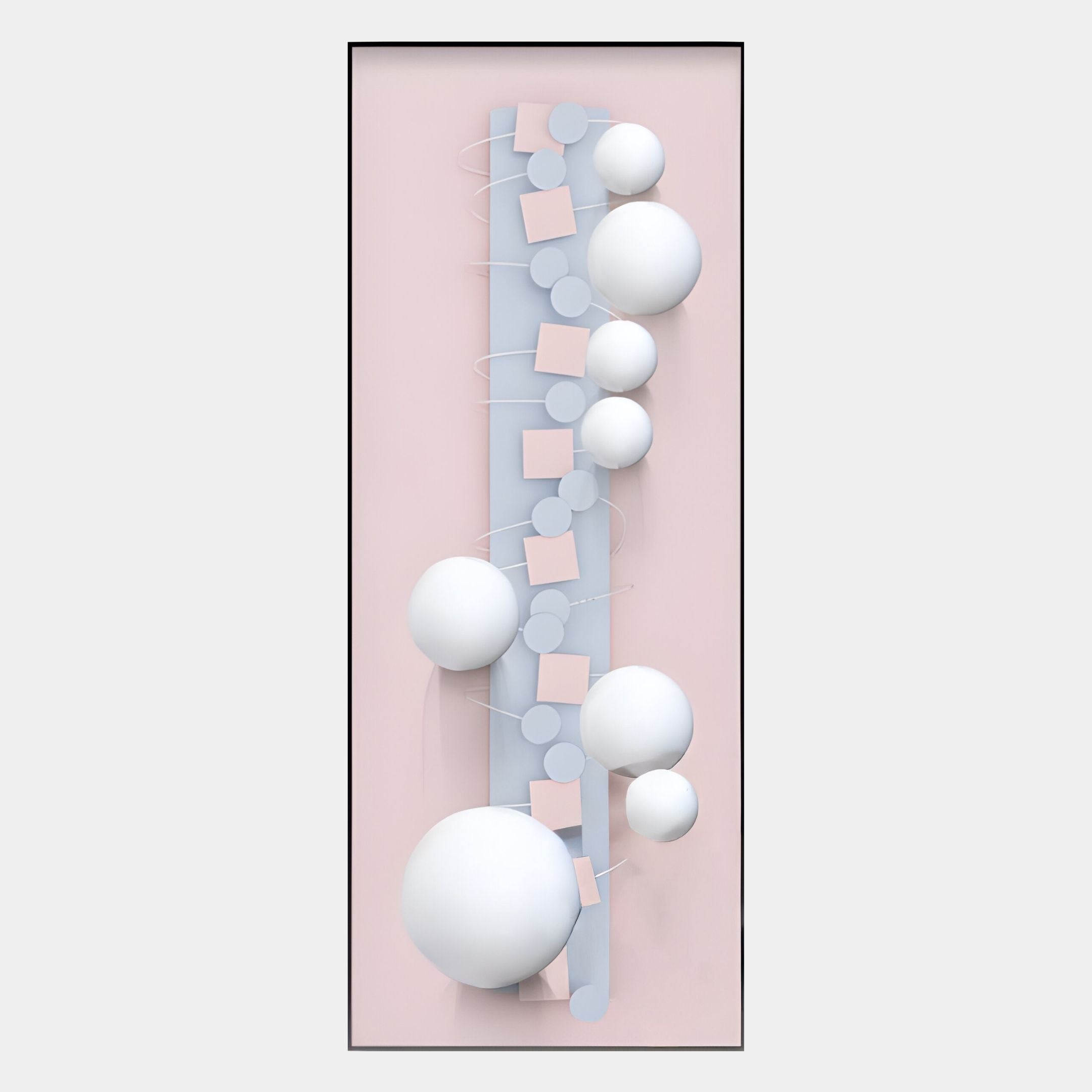 Orbevo Pink & White Sphere Vertical 3D Acrylic Wall Art