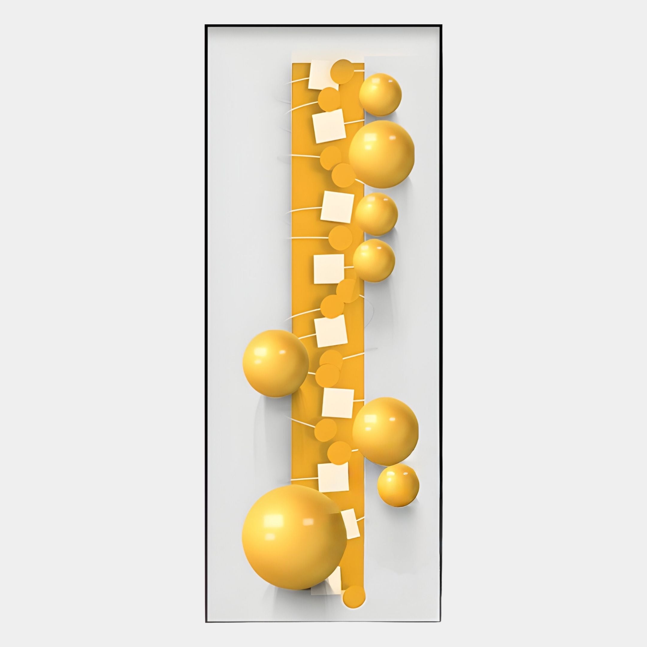 Orbevo White & Yellow Sphere Vertical 3D Acrylic Wall Art