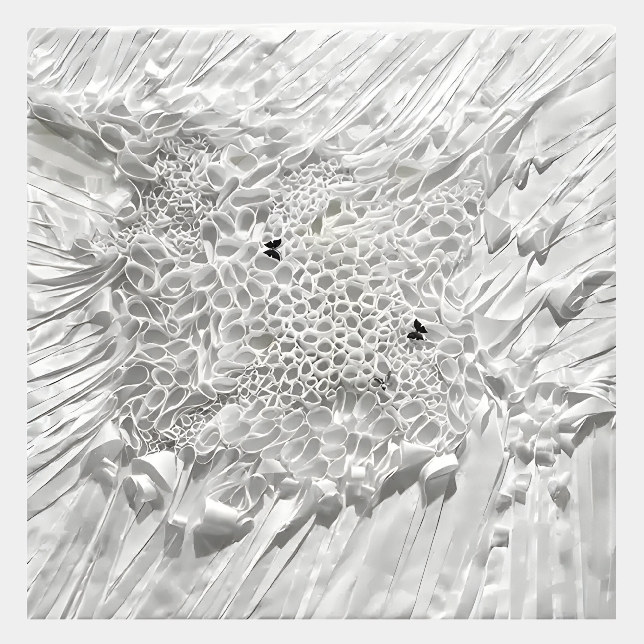 Velorra Pearl White Bloom Ribbon Frameless 3D Wall Art