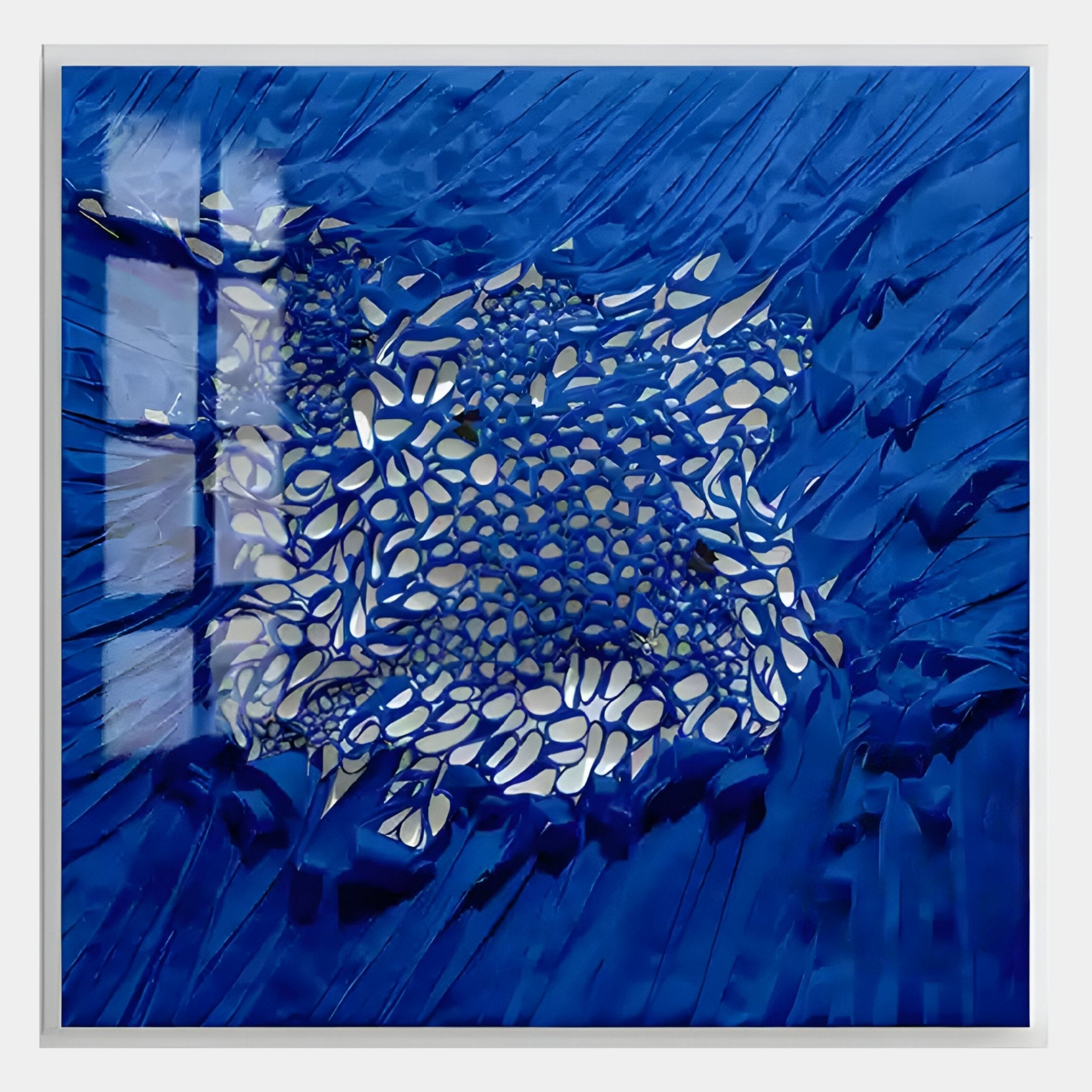 Velorra Royal Blue Bloom Ribbon Acrylic Frame 3D Wall Art