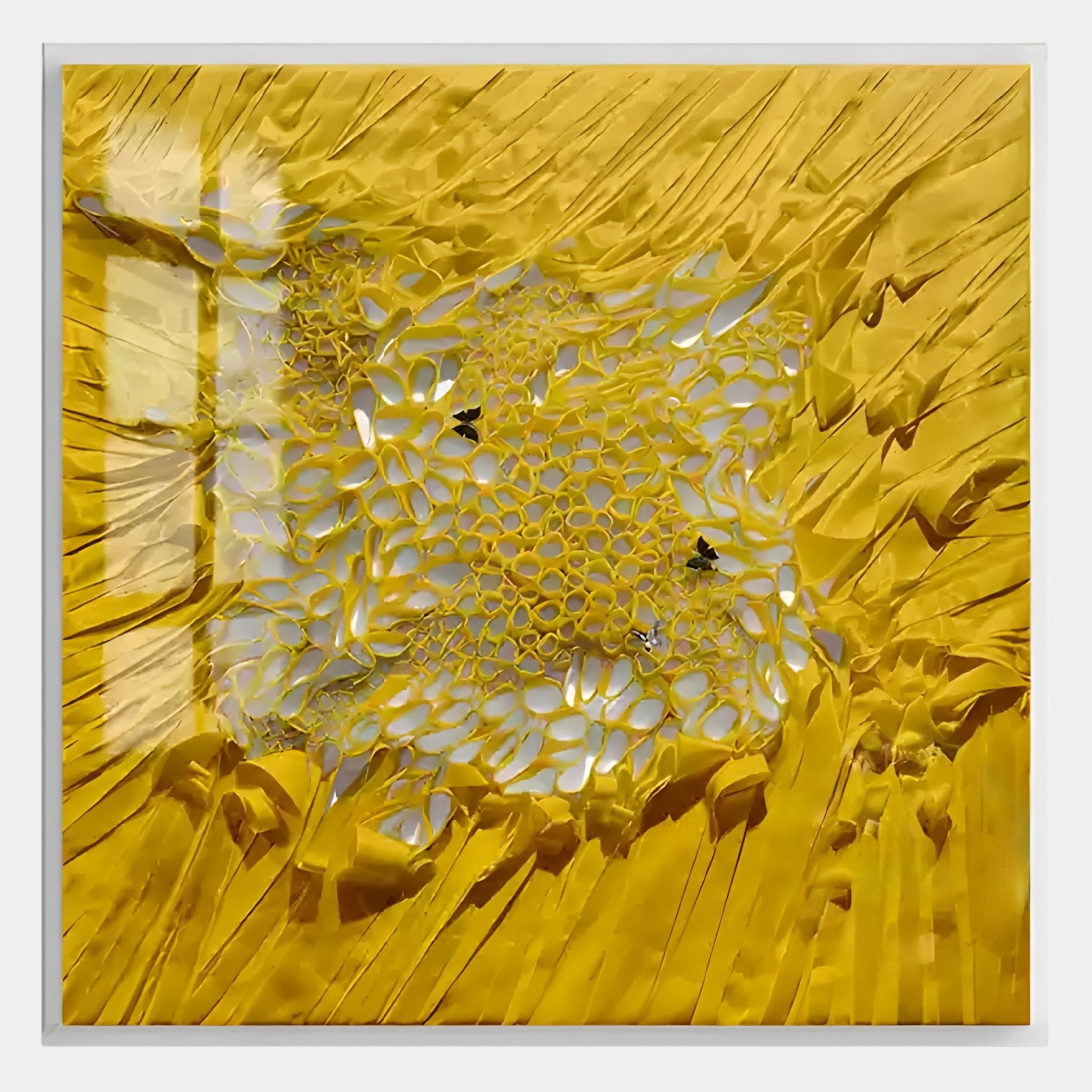 Velorra Golden Honey Bloom Ribbon Acrylic Frame 3D Wall Art