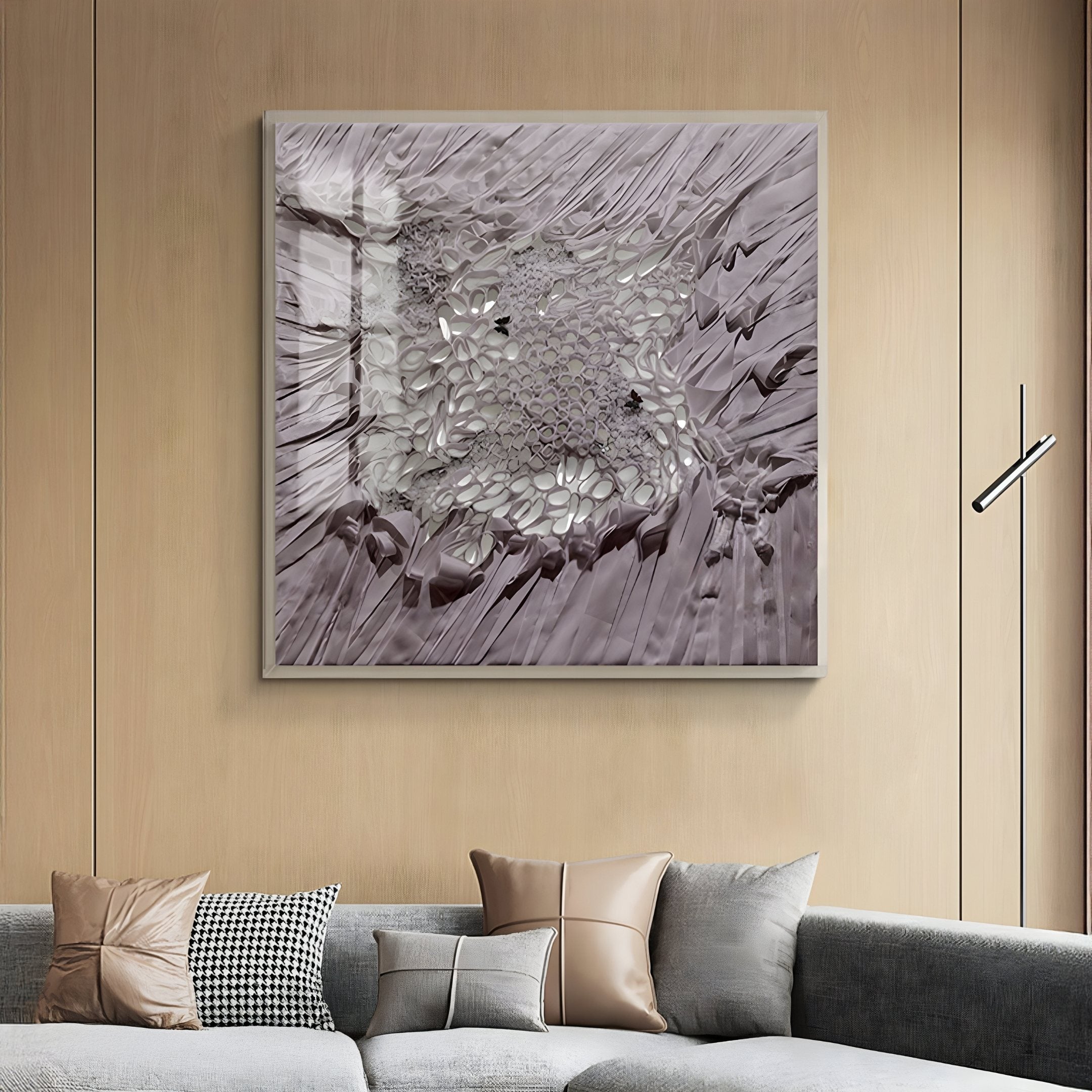 Velorra Dusty Lavender Bloom Ribbon Acrylic Frame 3D Wall Art