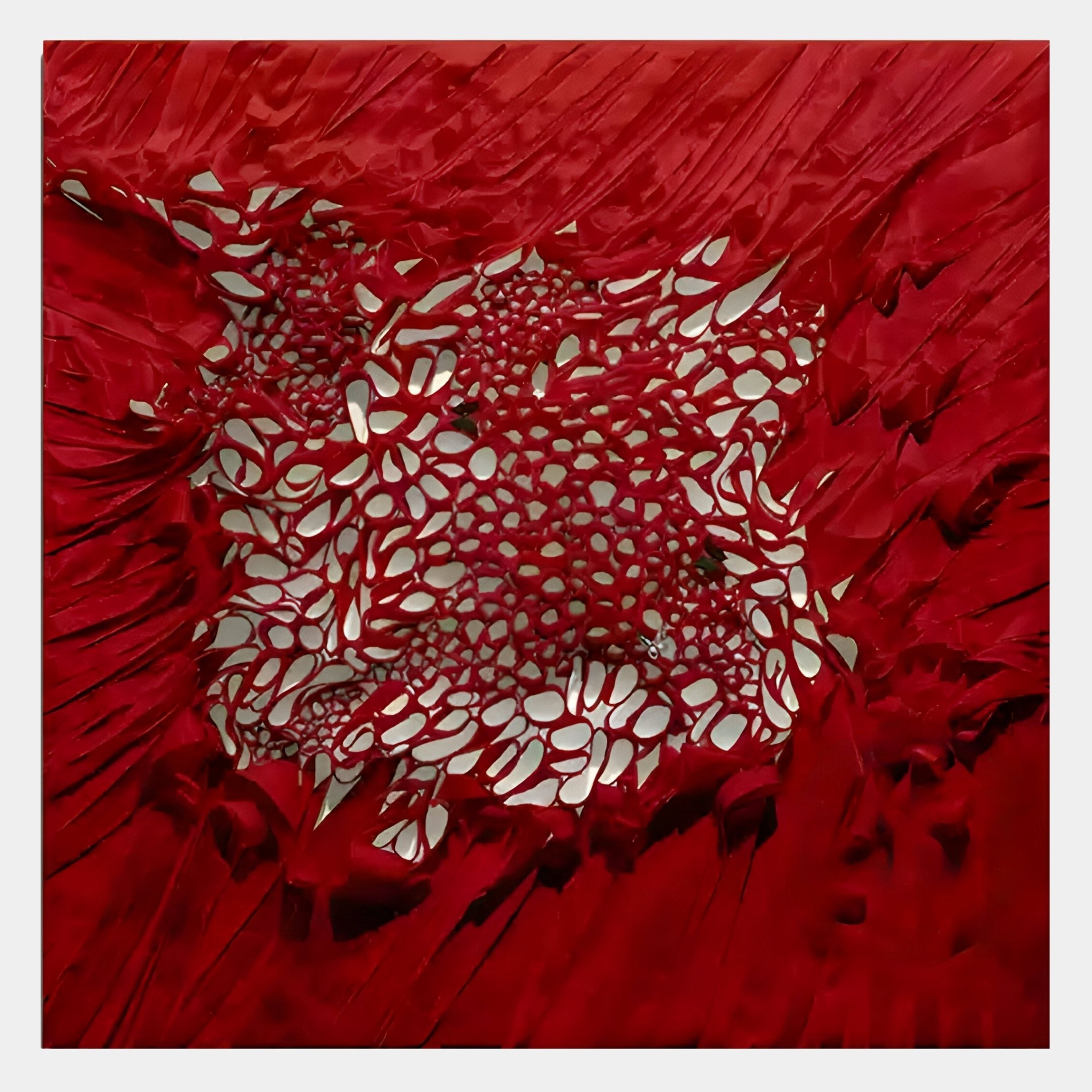 Velorra Crimson Red Bloom Ribbon Frameless 3D Wall Art