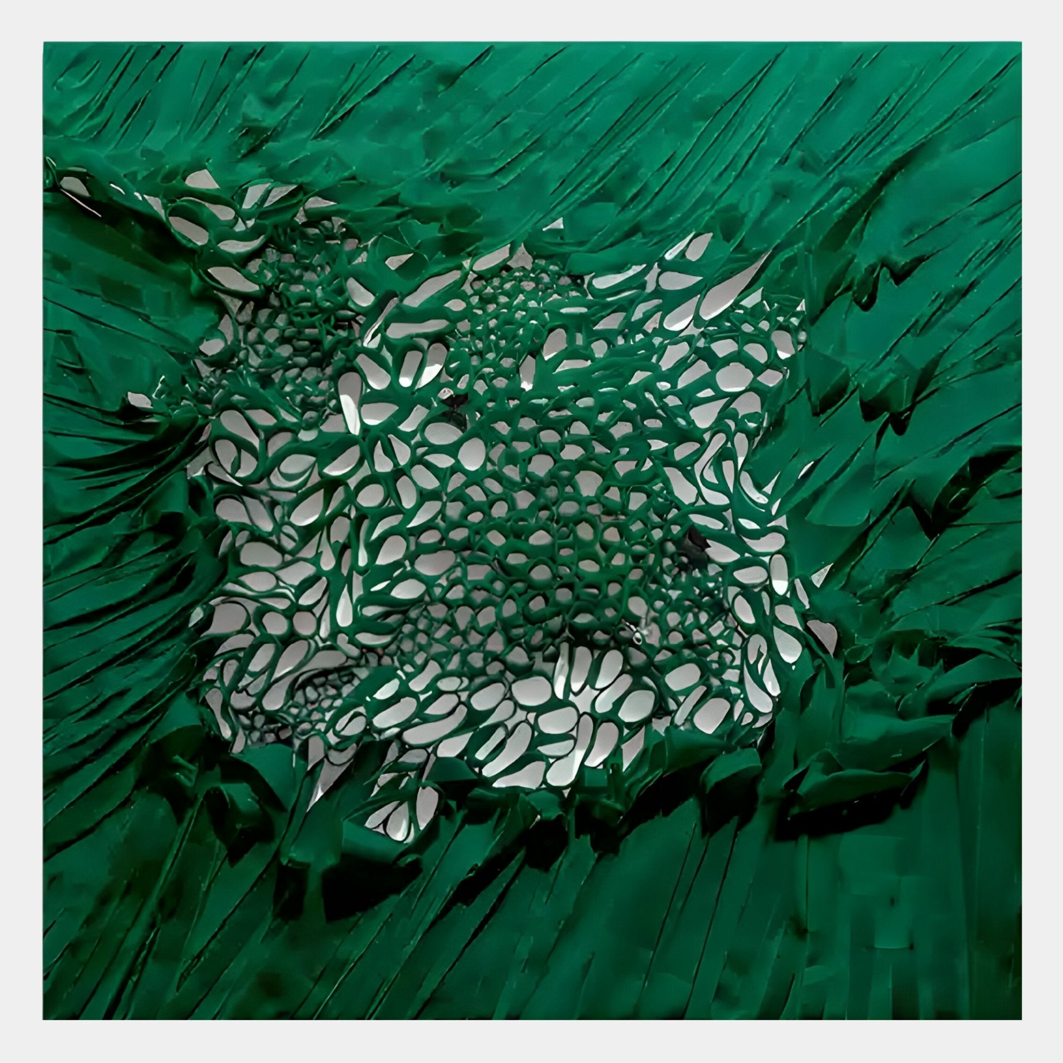 Velorra Emerald Green Bloom Ribbon Frameless 3D Wall Art