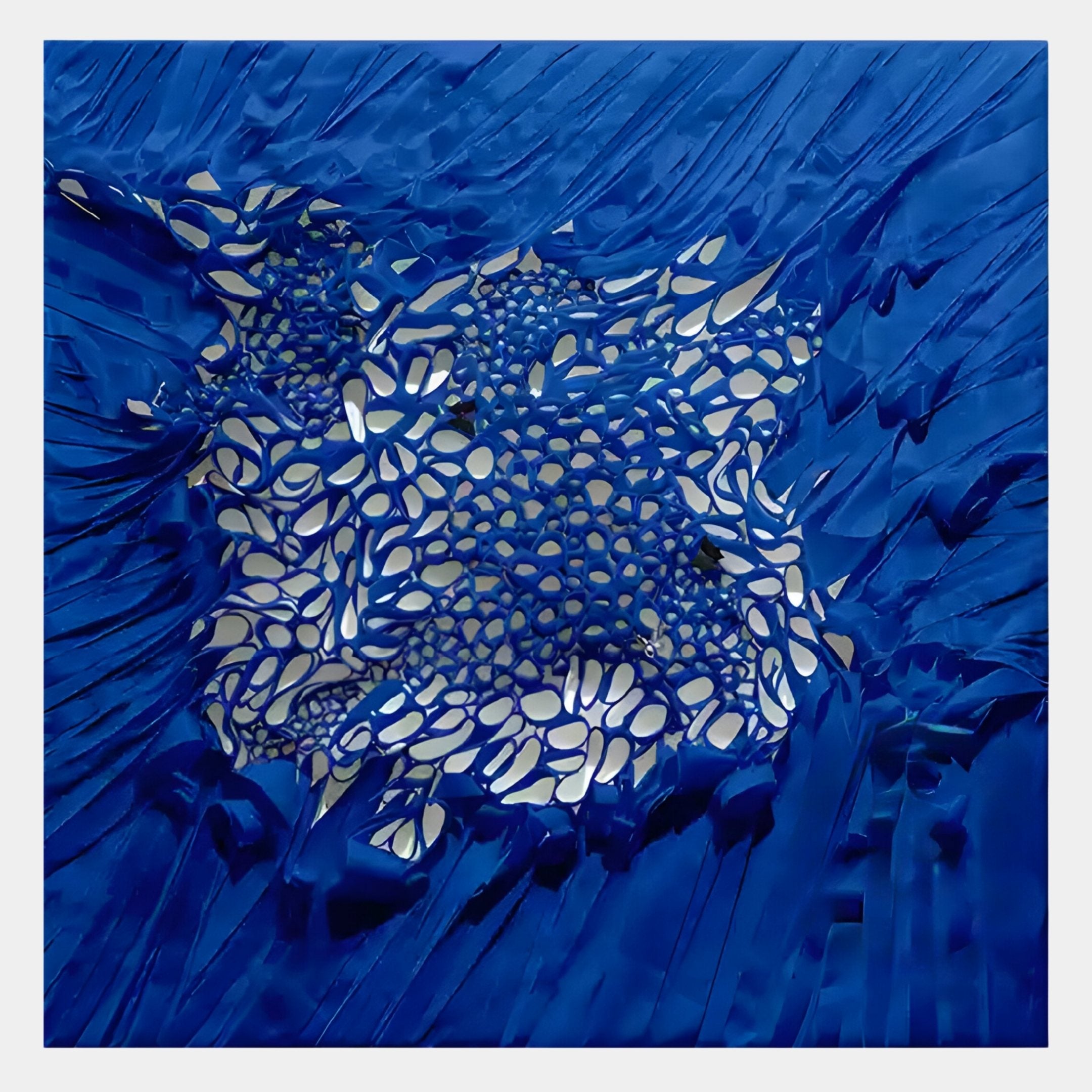 Velorra Royal Blue Bloom Ribbon Frameless 3D Wall Art
