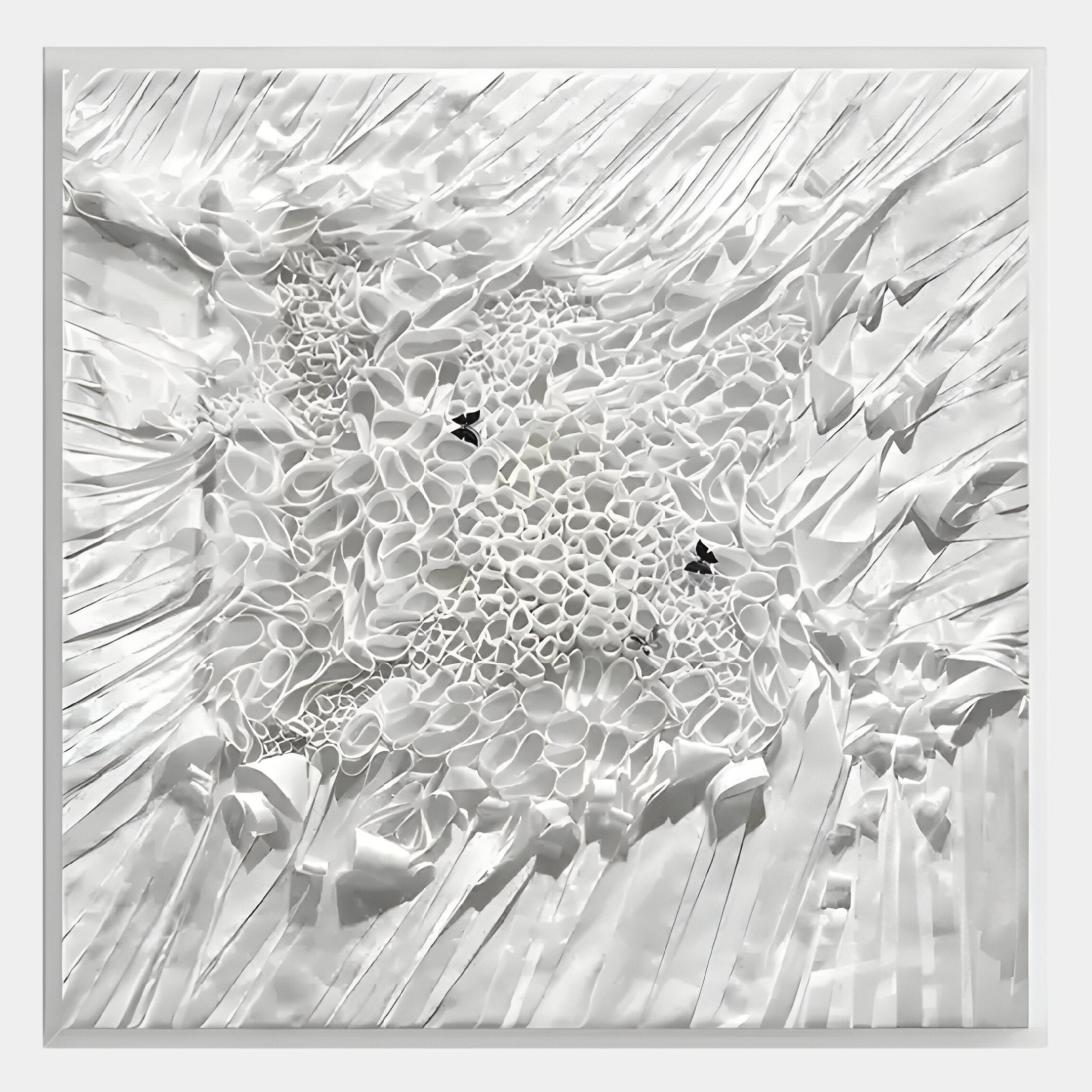 Velorra Pearl White Bloom Ribbon Acrylic Frame 3D Wall Art
