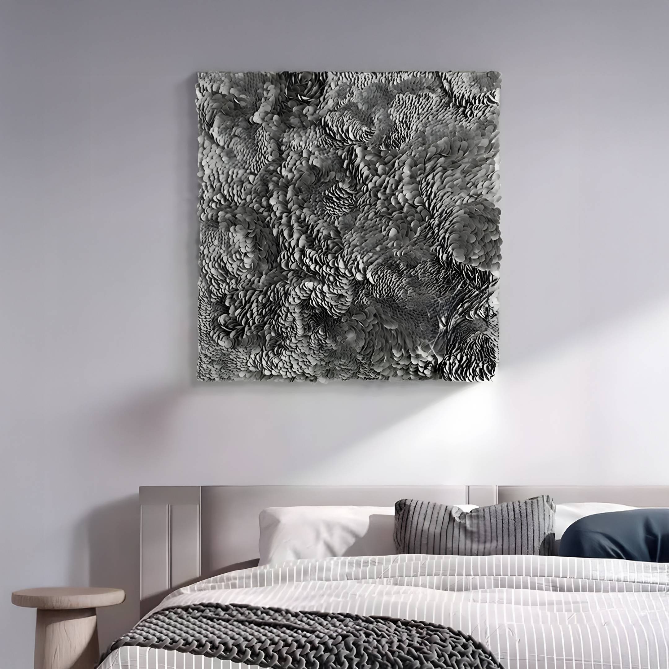 Auralith Grey Layered Leather 3D Wall Art