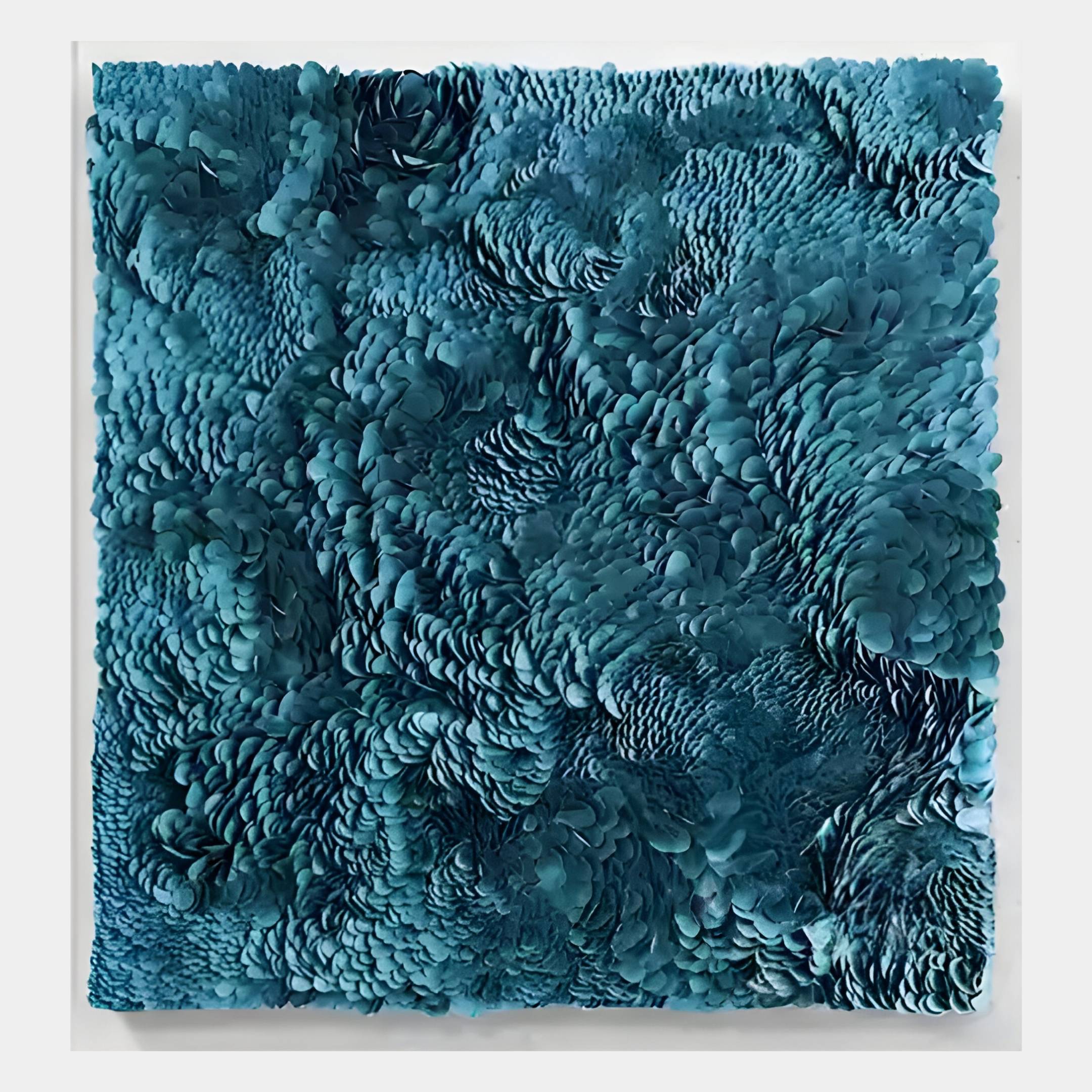 Auralith Teal Blue Layered Leather & Acrylic 3D Wall Art