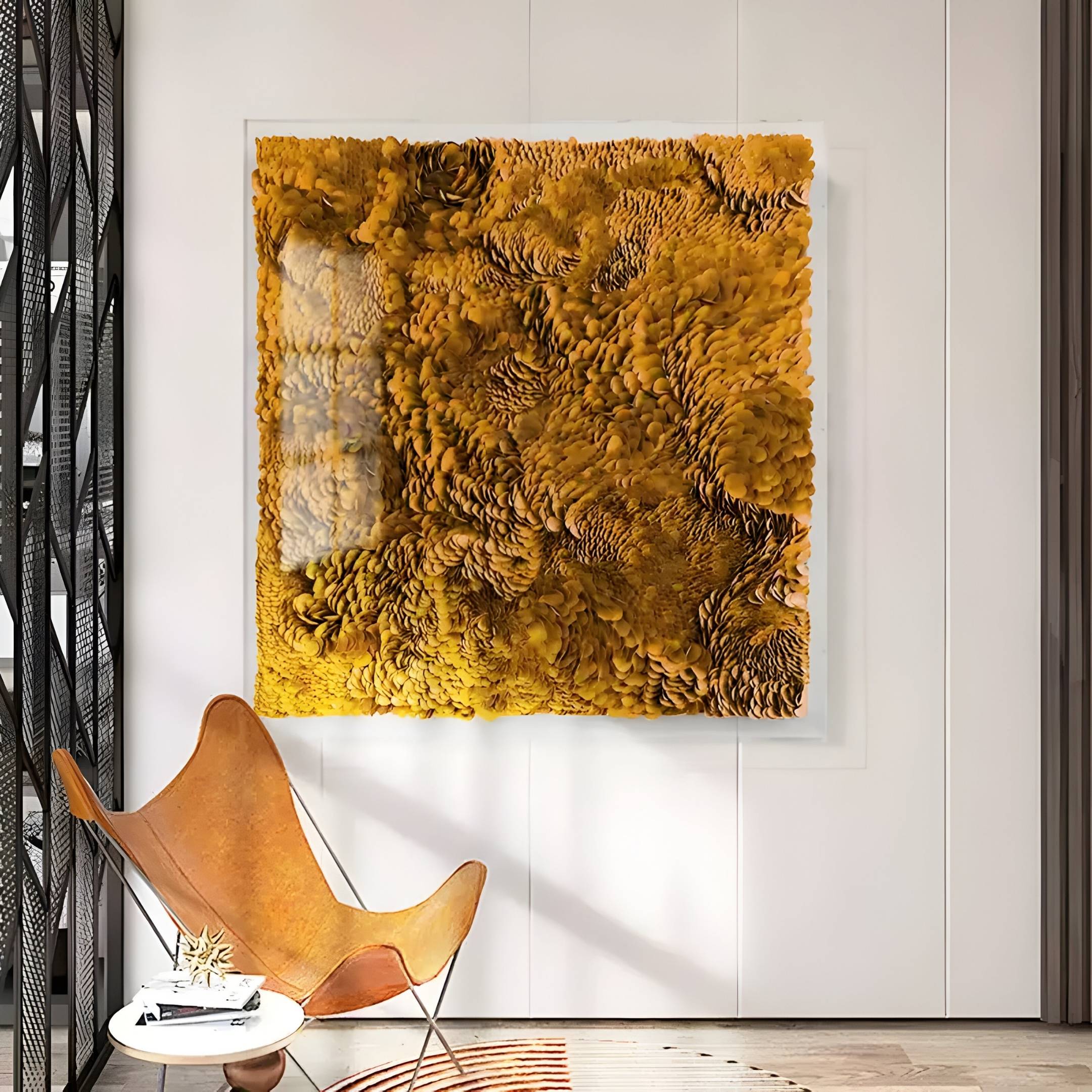 Auralith Ochre Layered Leather & Acrylic 3D Wall Art