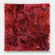 Auralith Crimson Layered Leather & Acrylic 3D Wall Art by Giant Sculptures featuring dense hand-shaped red leather folds in an acrylic box frame against a white background.