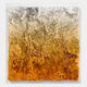 Auralith Amber Fade Layered Leather & Acrylic 3D Wall Art featuring hundreds of hand-applied leather segments in an ivory-to-deep-amber gradient, displayed in an acrylic frame against a light background.