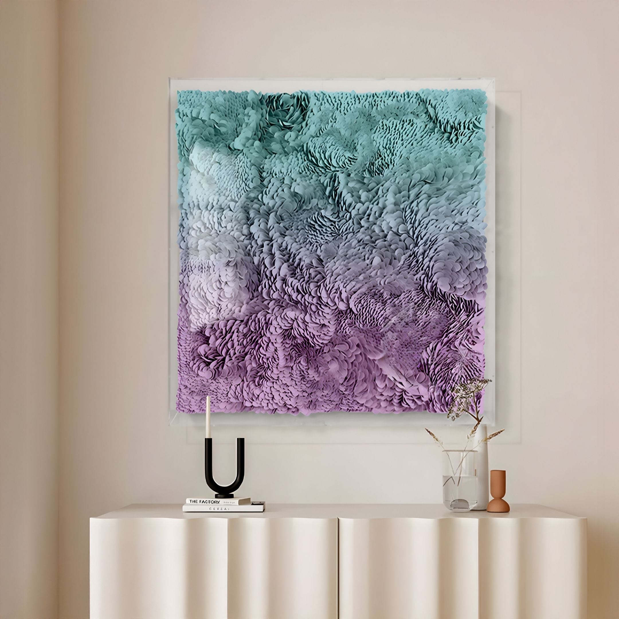 Auralith Lilac Fade Layered Leather & Acrylic 3D Wall Art