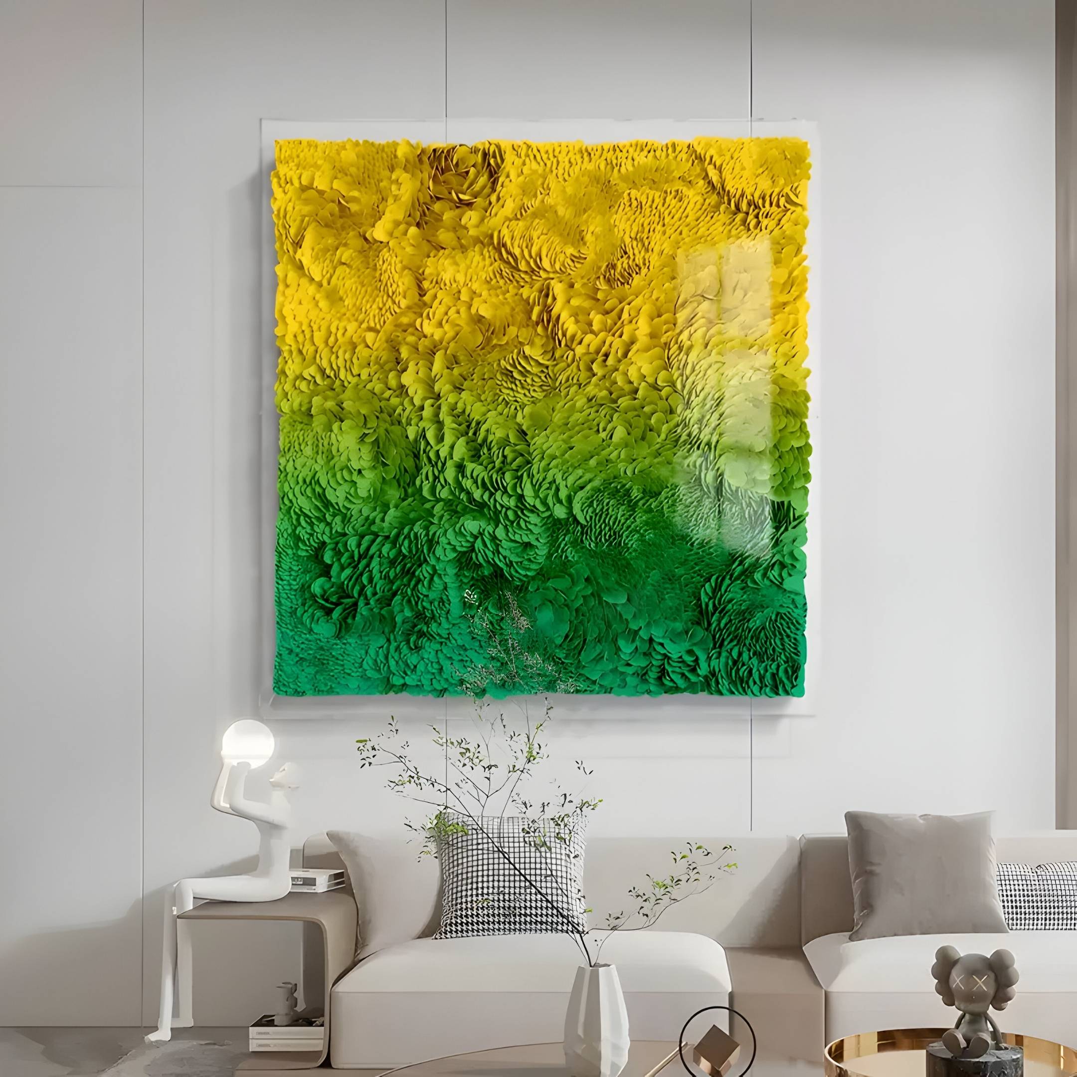 Auralith Lime Fade Layered Leather & Acrylic 3D Wall Art