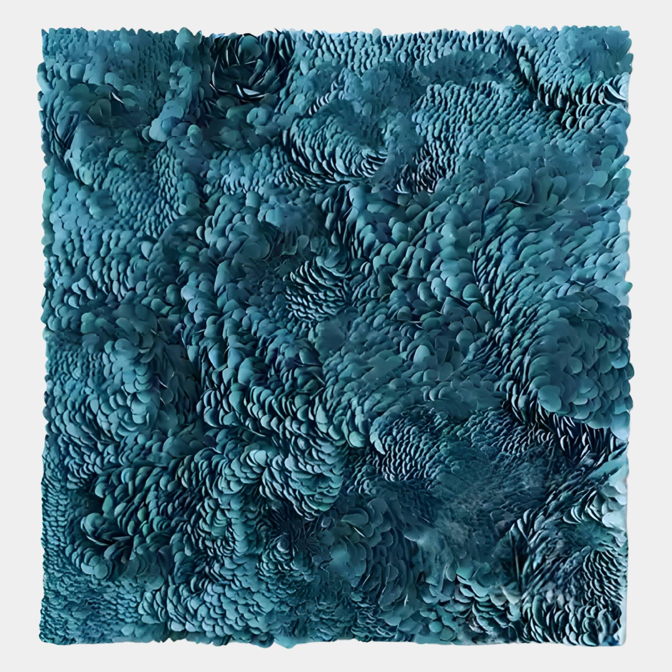 Auralith Teal Blue Layered Leather 3D Wall Art