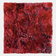 Auralith Crimson Layered Leather 3D Wall Art by Giant Sculptures featuring densely layered hand-cut leather petals in deep red tones, viewed front-on against a light grey background.