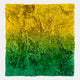 Auralith Lime Fade Layered Leather 3D Wall Art by Giant Sculptures, featuring undulating organic leather layers in a yellow-to-green gradient, shown against a plain light background.