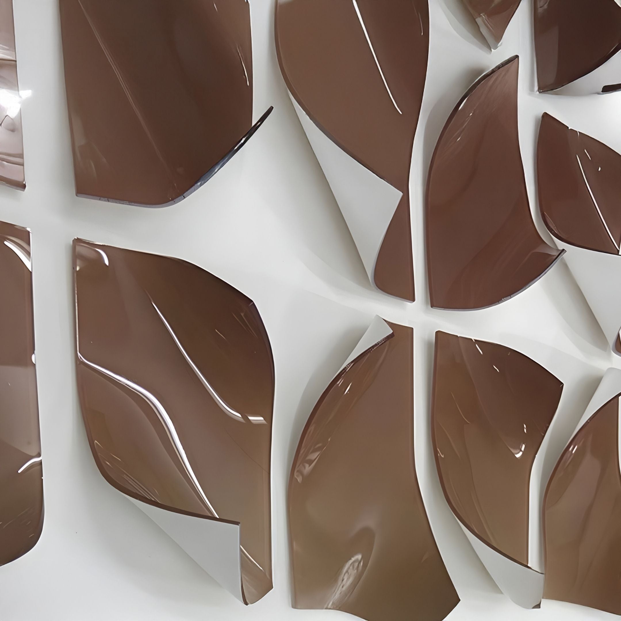 Foliora Cocoa & Lilac Grid Leaf Acrylic 3D Wall Art