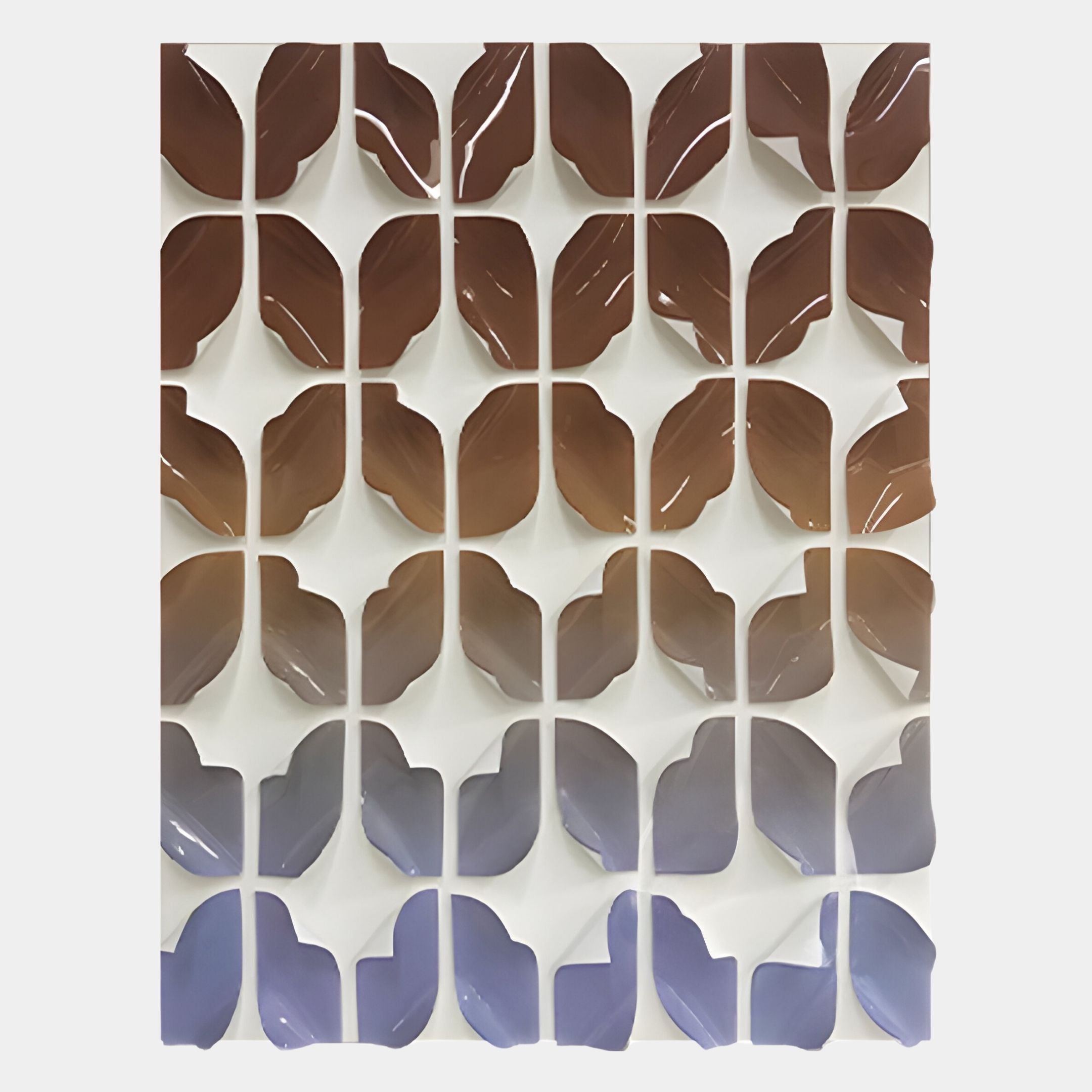 Foliora Cocoa & Lilac Grid Leaf Acrylic 3D Wall Art