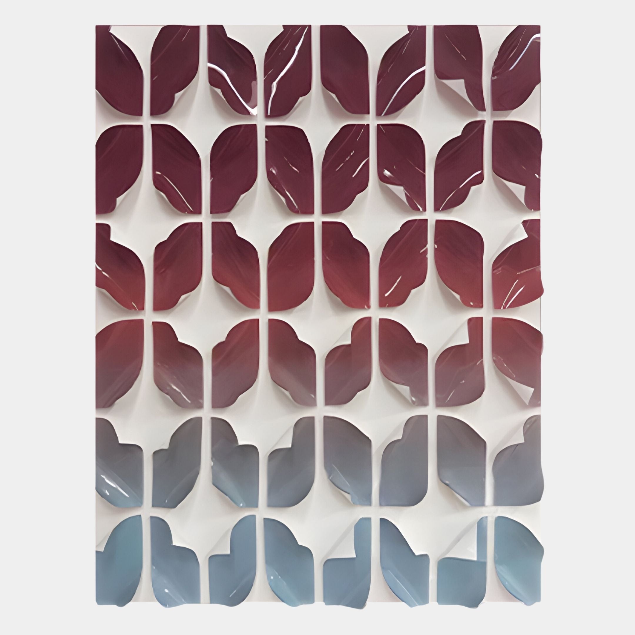 Foliora Crimson & Ice Blue Grid Leaf Acrylic 3D Wall Art