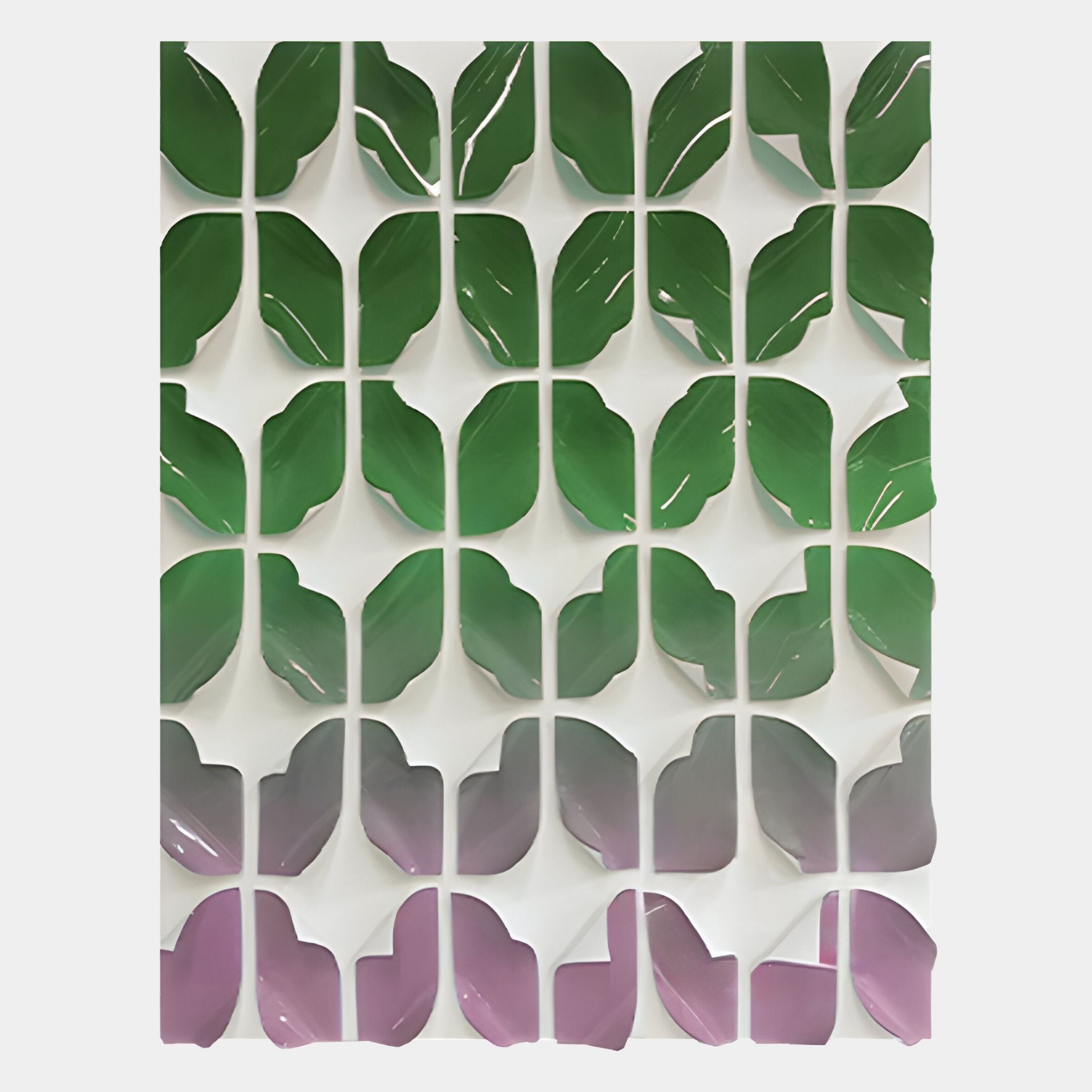Foliora Green & Orchid Grid Leaf Acrylic 3D Wall Art