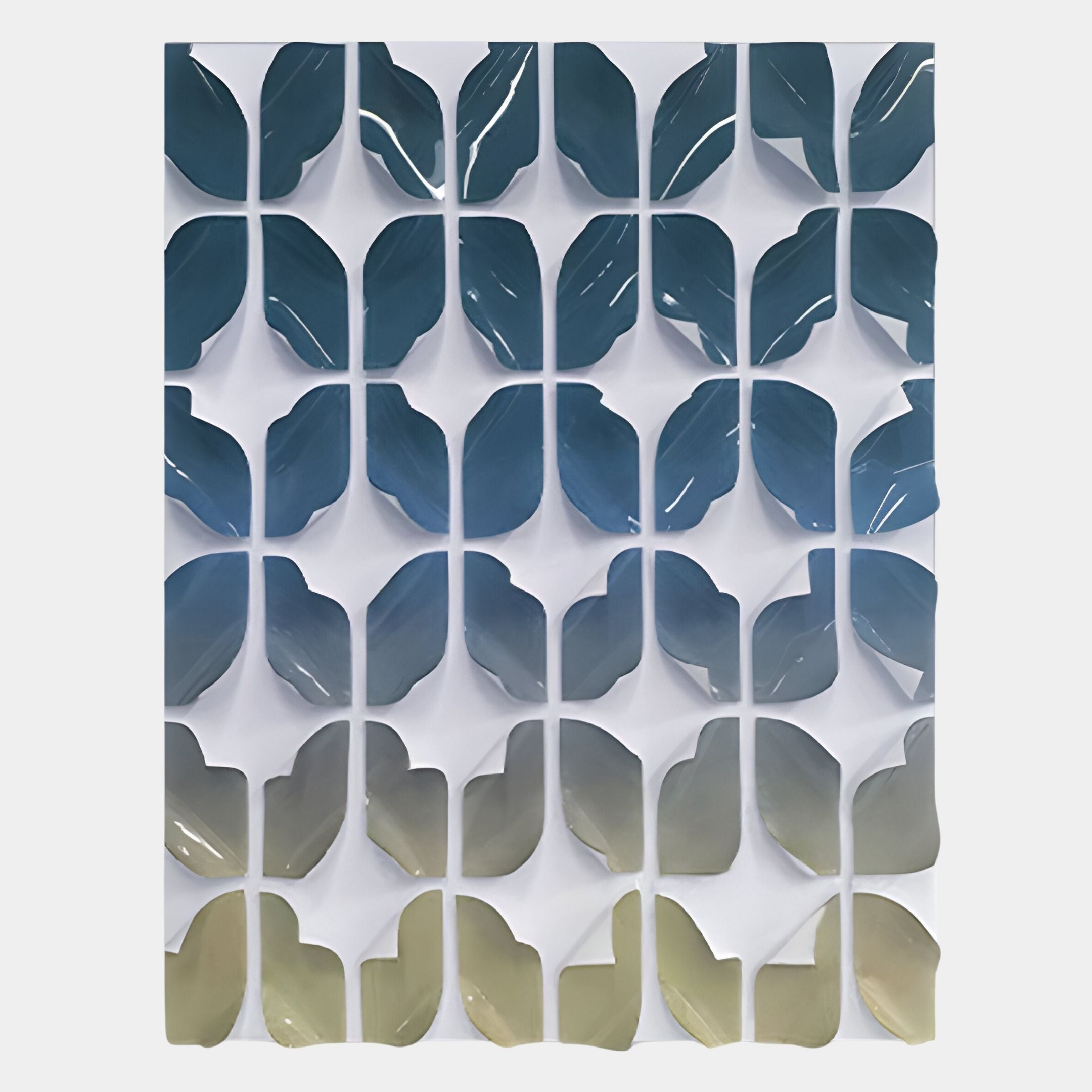 Foliora Navy & Sand Grid Leaf Acrylic 3D Wall Art