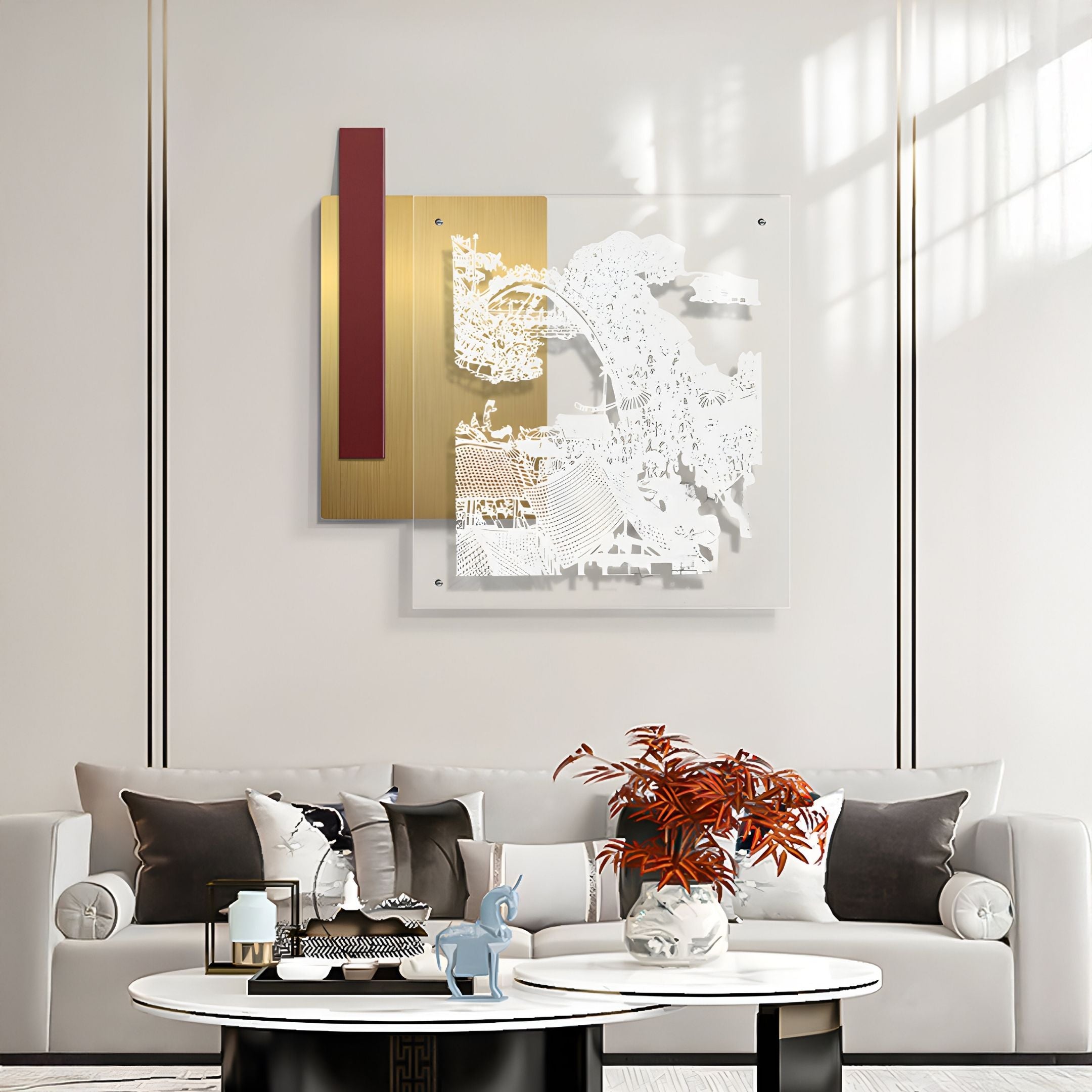 Inkarch Red & Gold Garden Walk Acrylic 3D Wall Art