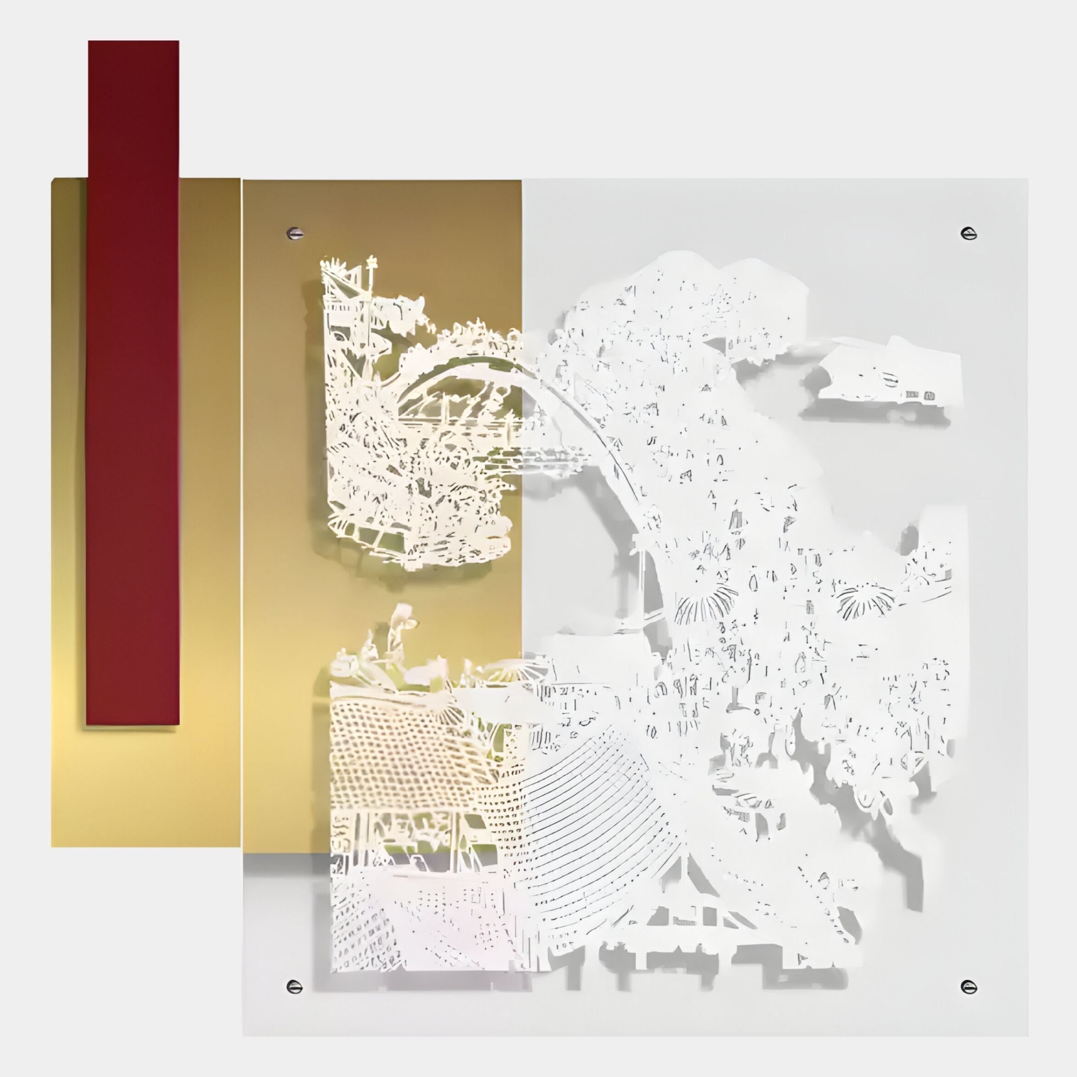 Inkarch Red & Gold Garden Walk Acrylic 3D Wall Art
