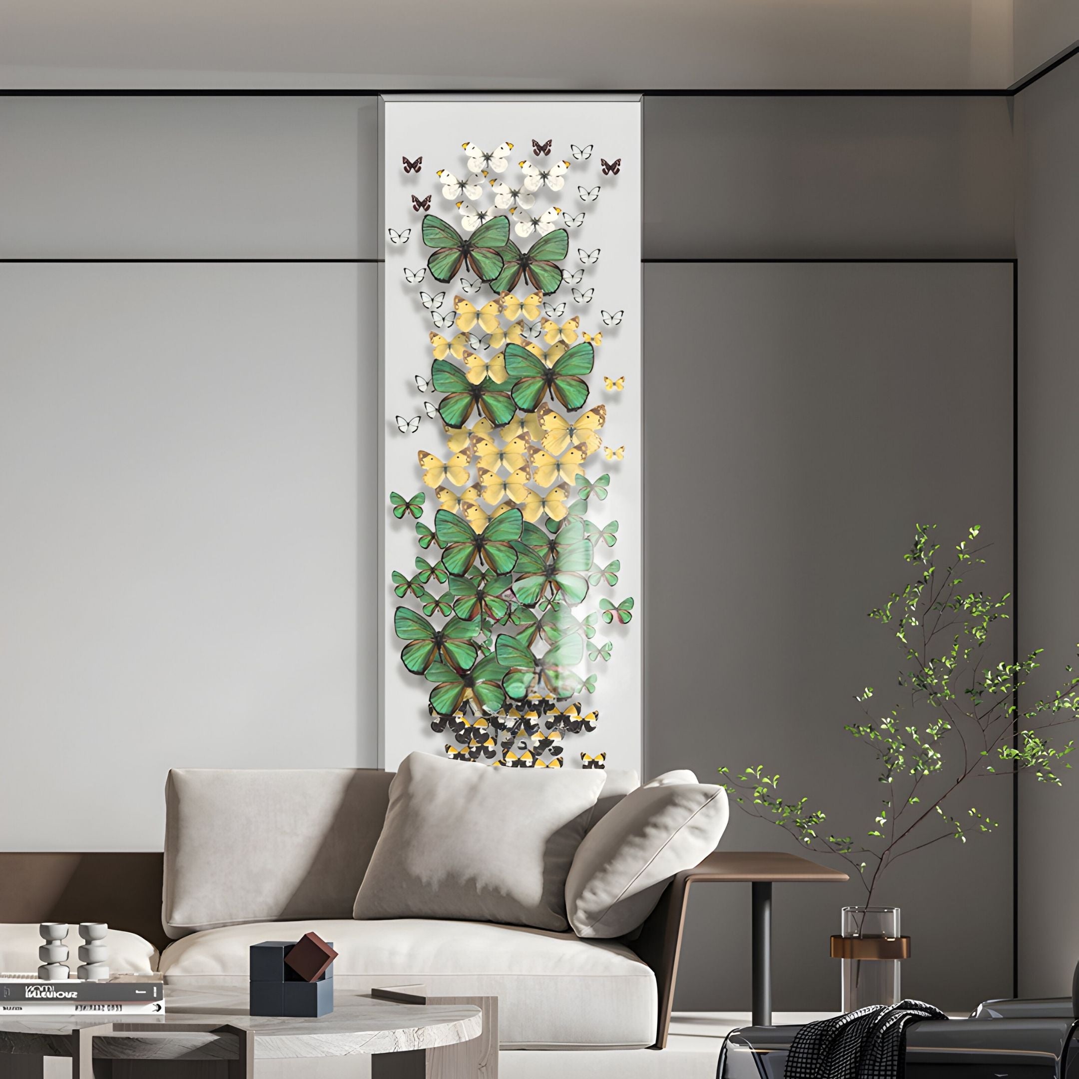 Papillora Green & Yellow Gradient Butterfly Acrylic 3D Wall Art