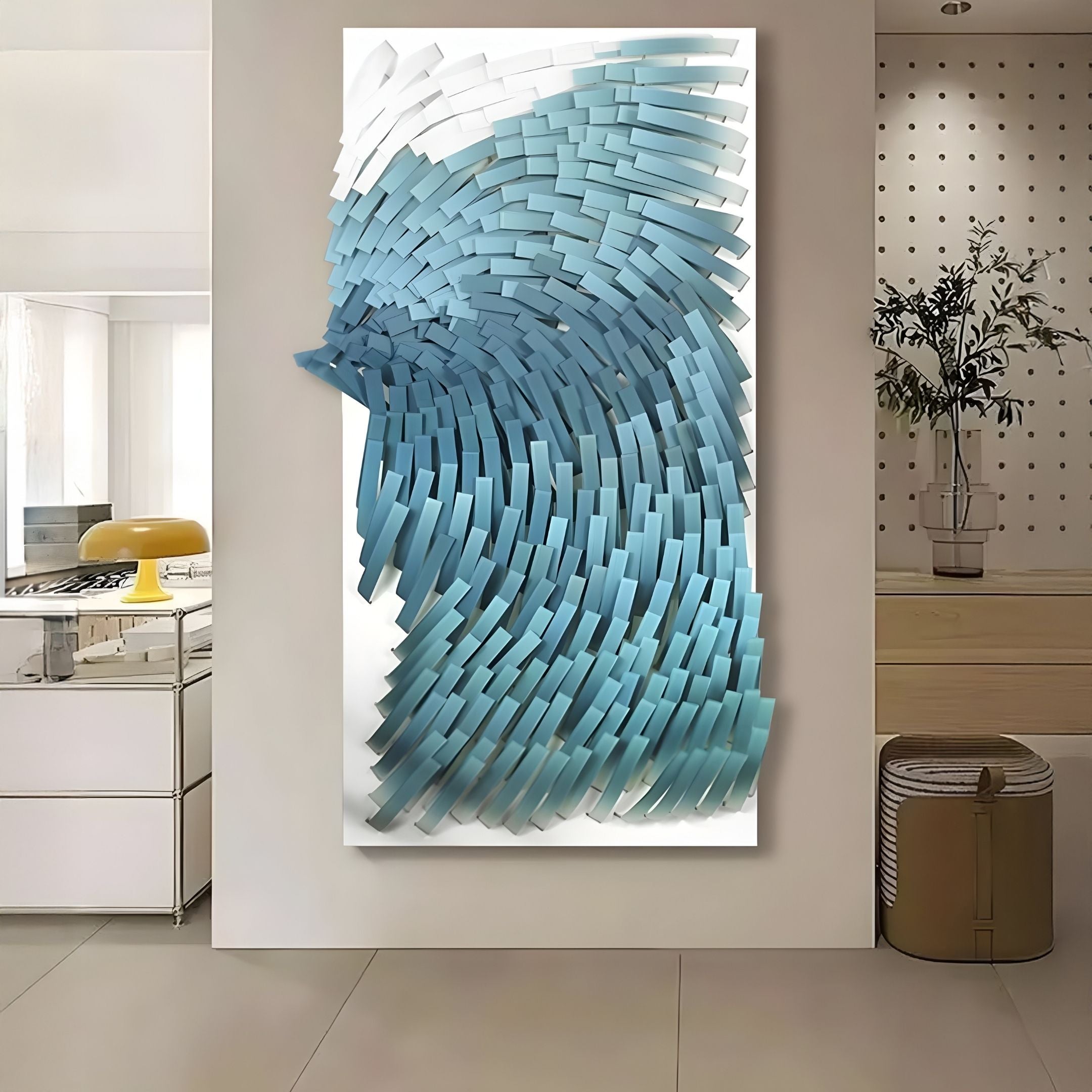 Avarin Teal Blue Wave Swirl Acrylic Tile 3D Wall Art