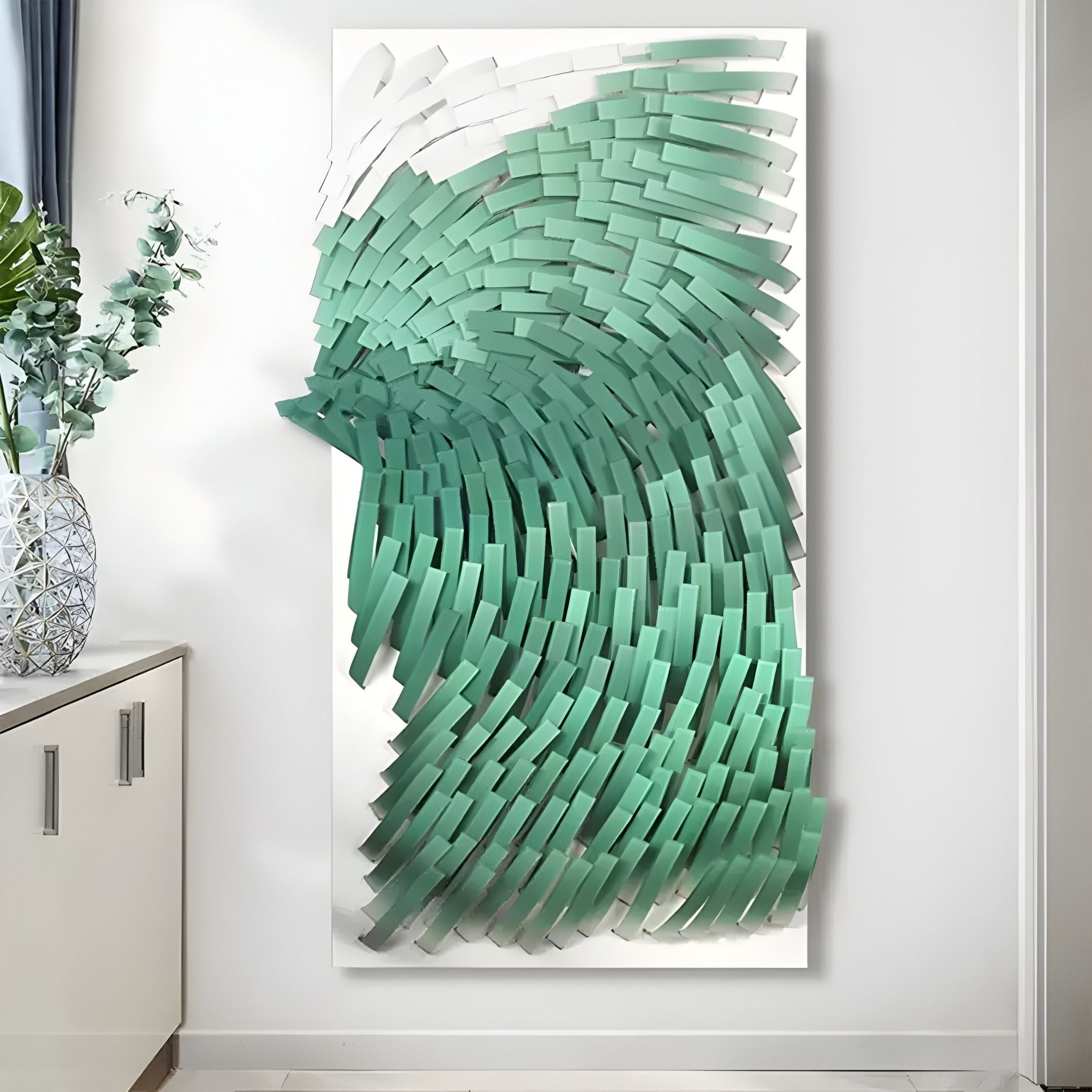 Avarin Turquoise Wave Swirl Acrylic Tile 3D Wall Art