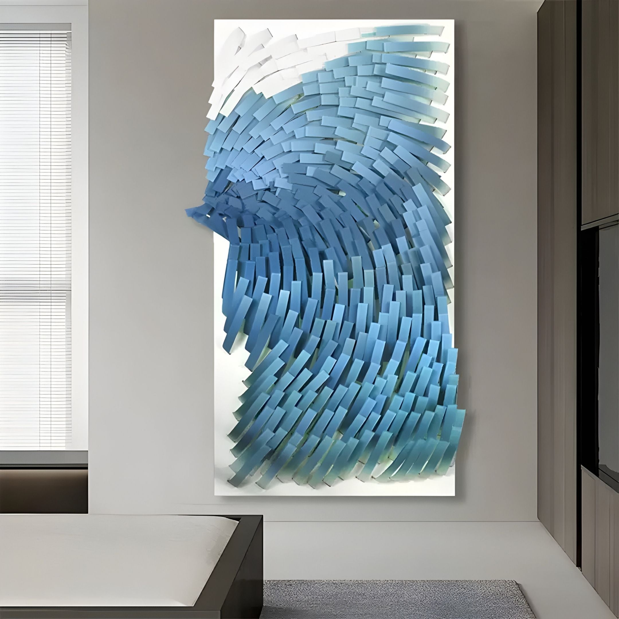 Avarin Sky Blue Wave Swirl Acrylic Tile 3D Wall Art