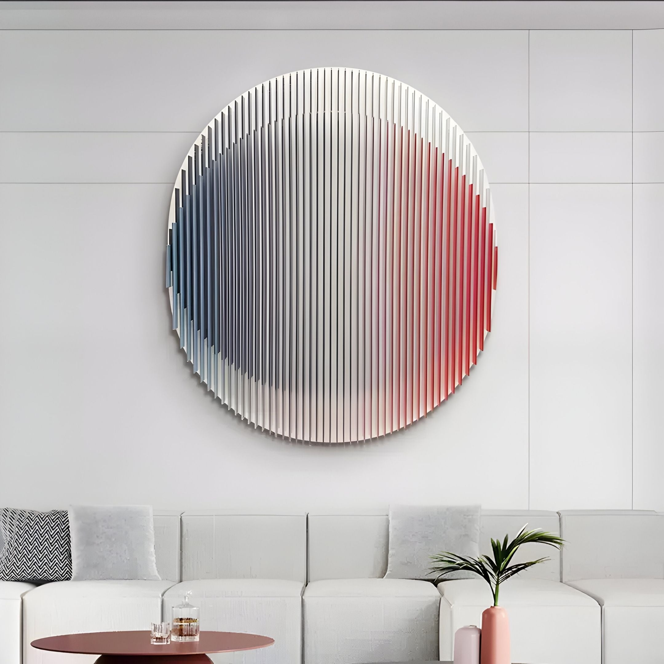 Sonorad Red & Blue Gradient Round Acrylic 3D Wall Art