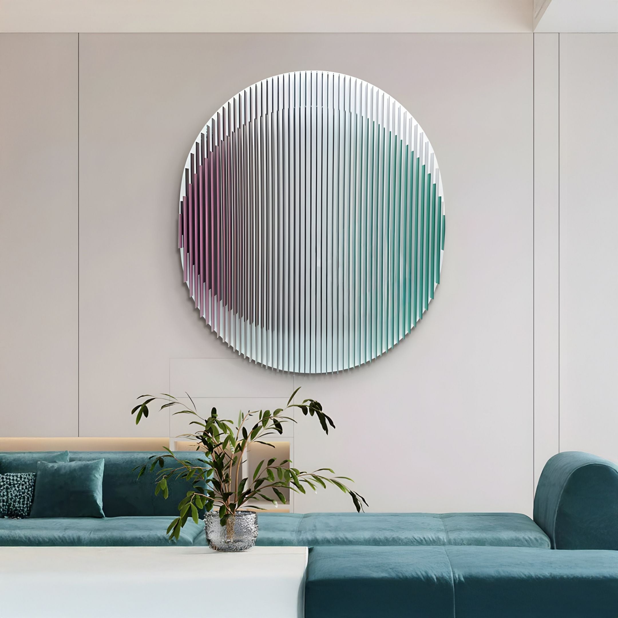 Sonorad Plum & Aqua Gradient Round Acrylic 3D Wall Art