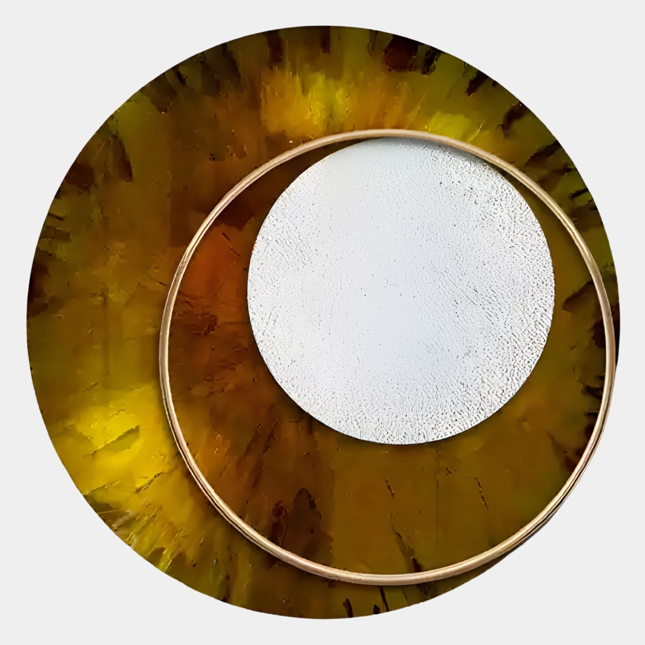 Solara Amber White Disc & Metal Ring 3D Wall Art
